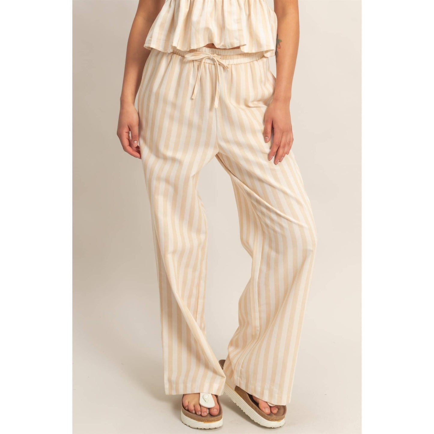 Taupe Vertical Striped Pants
