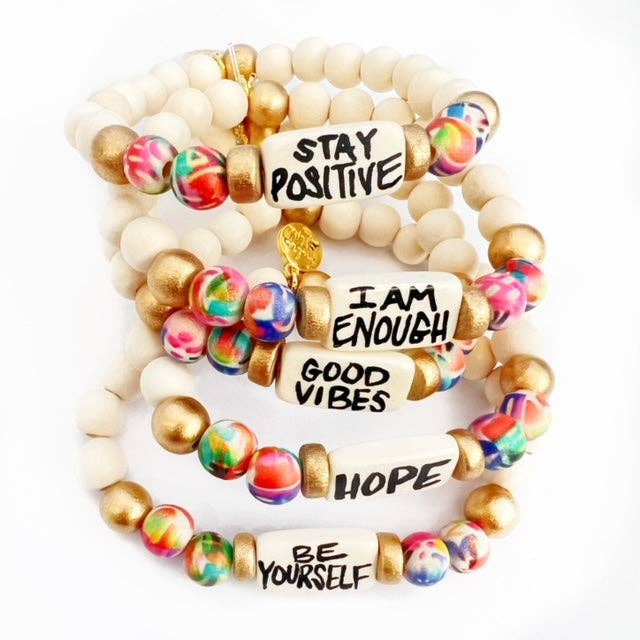 Affirmation Word Beaded Bracelet - Be the Light