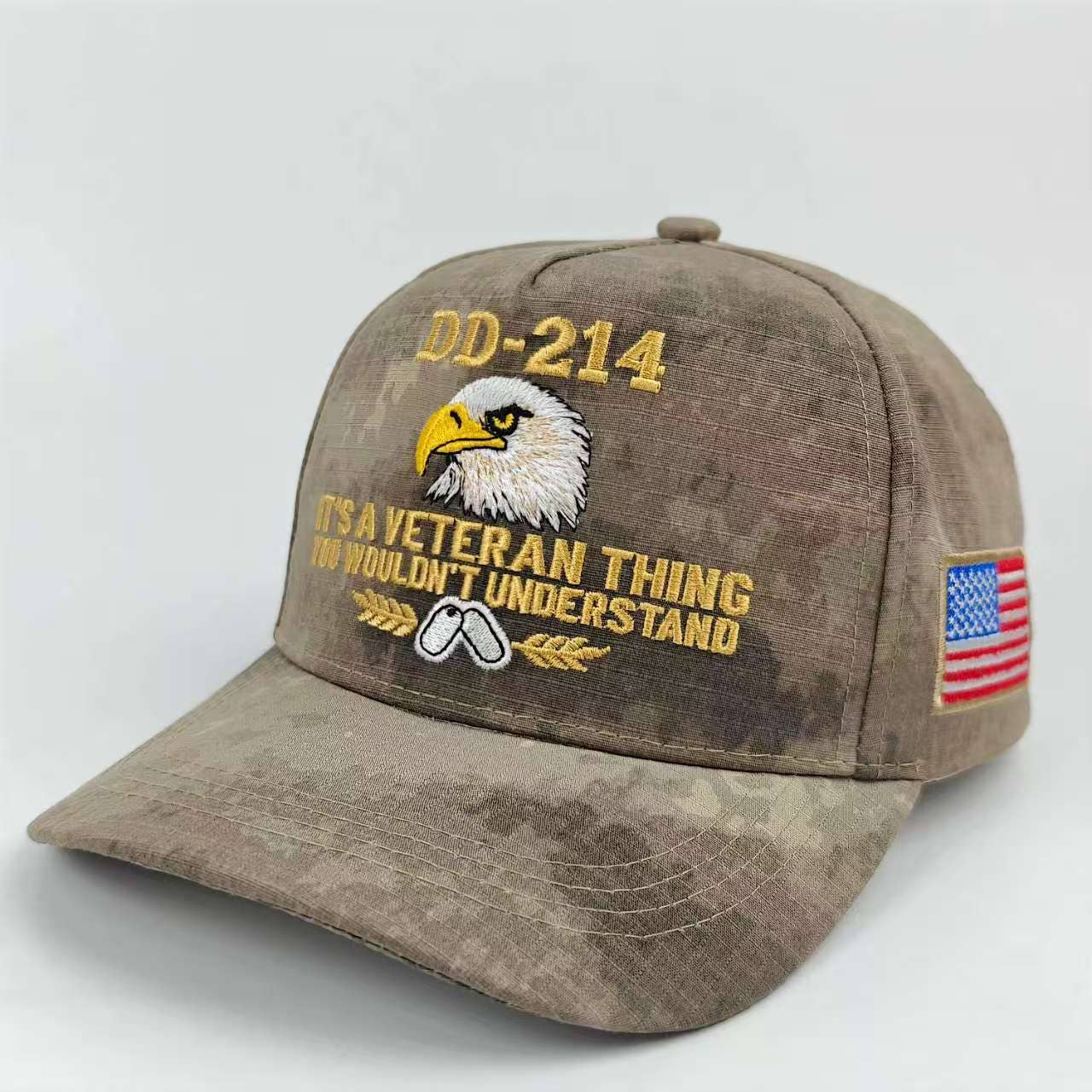 250th Anniv DD-214 Khaki Camo Embroidered Baseball Cap