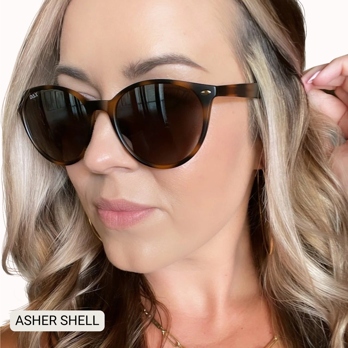 Asher Women's Polarized Round Sunglasses in Shell