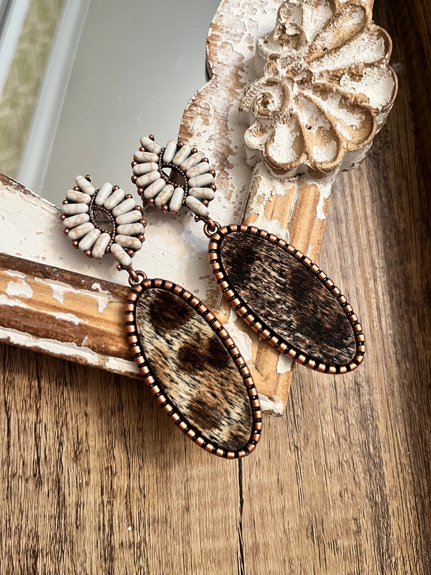 Ivory Cowhide Earrings