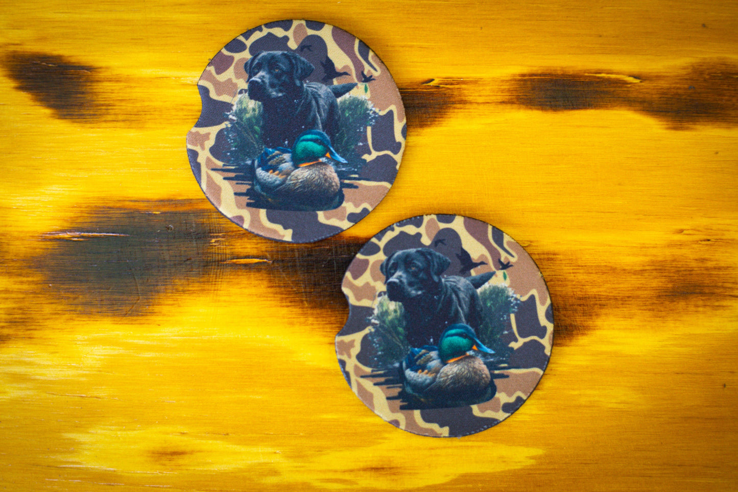 Retriever Old School Camo Car Coaster