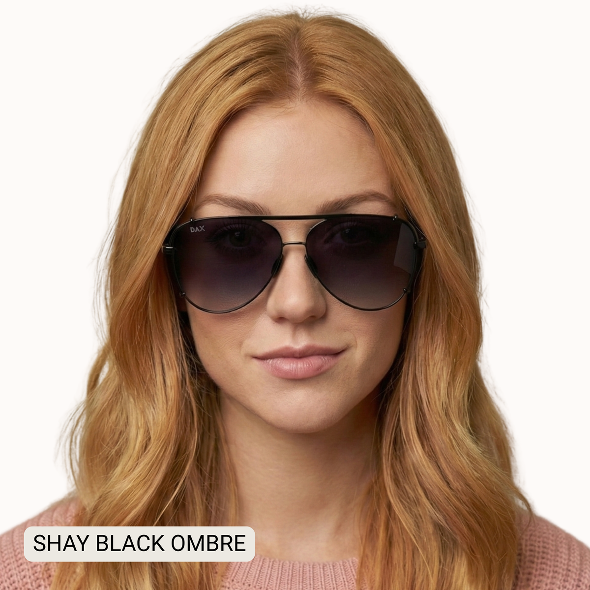 Shay Women's Polarized Large Aviator in Black Ombré