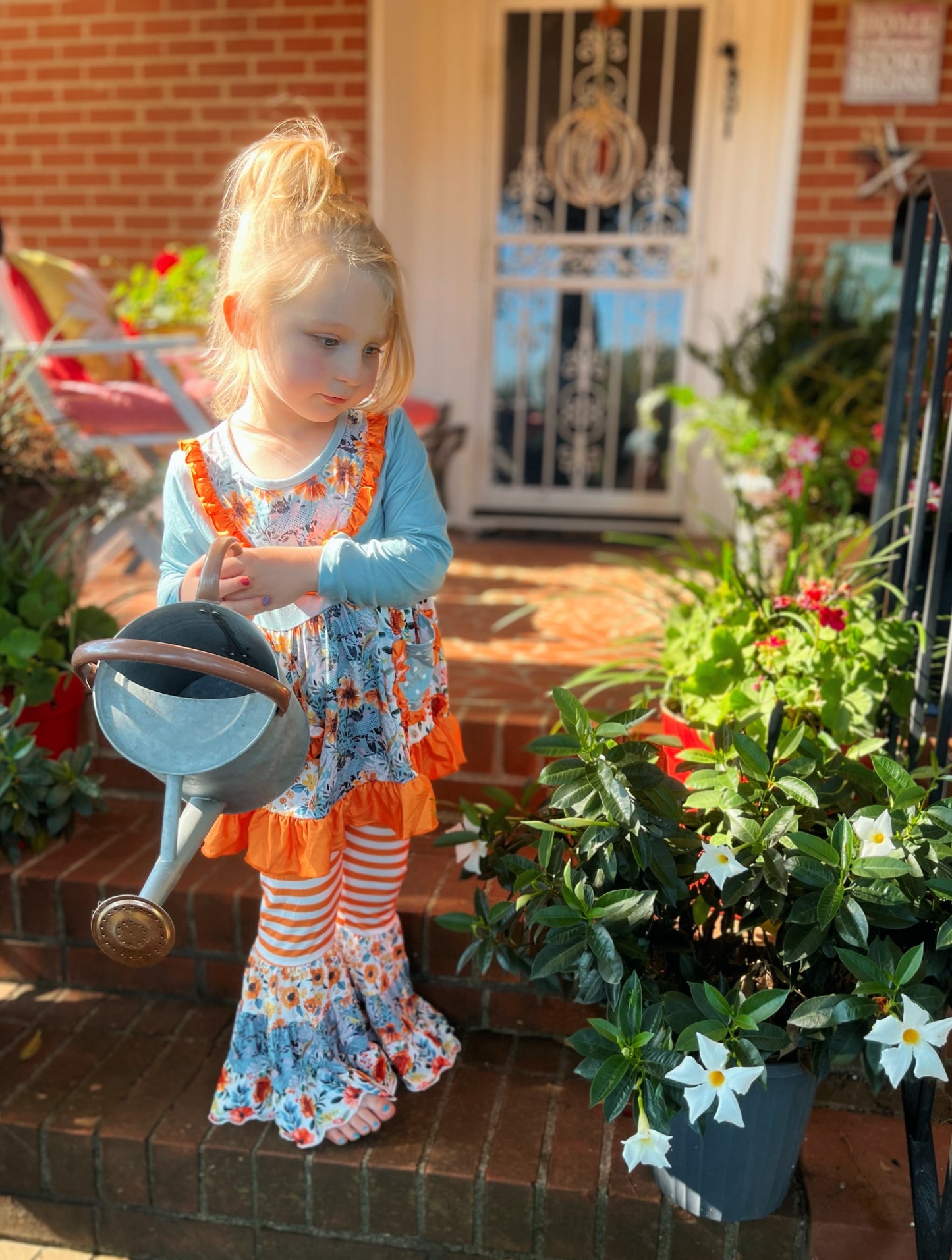 Adorable Sweetness Teal & Squash Floral Ruffle Set