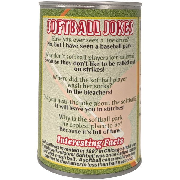 Canned Softball | Stuffed Sports Plush in a Can w/Jokes: Foil Lid