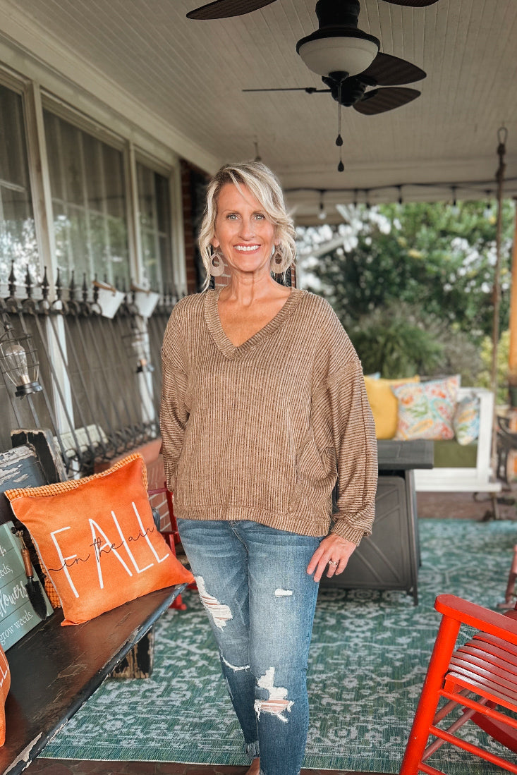 Mocha Rib Knit Blouse