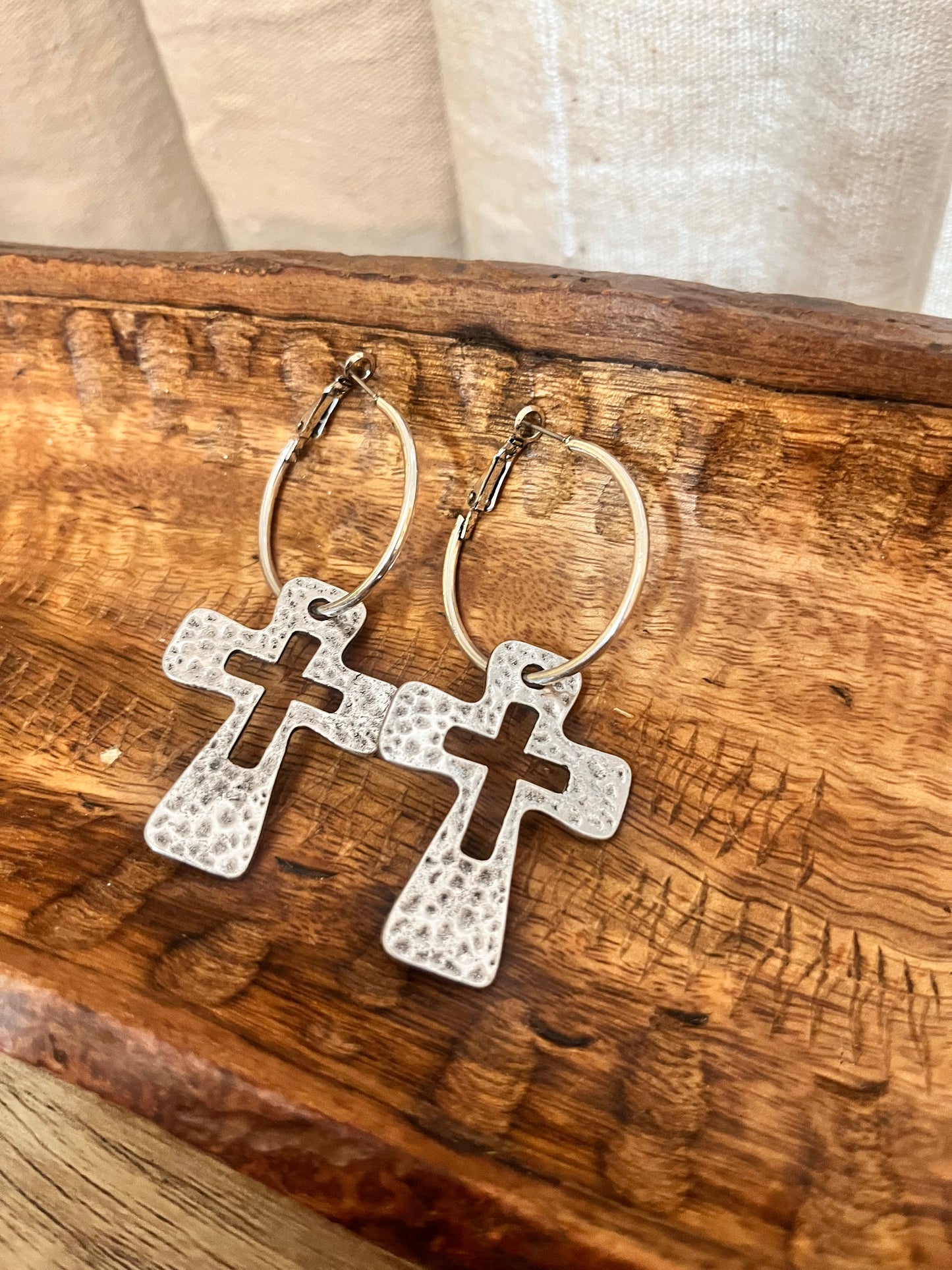 Tarnished Cross Hoops