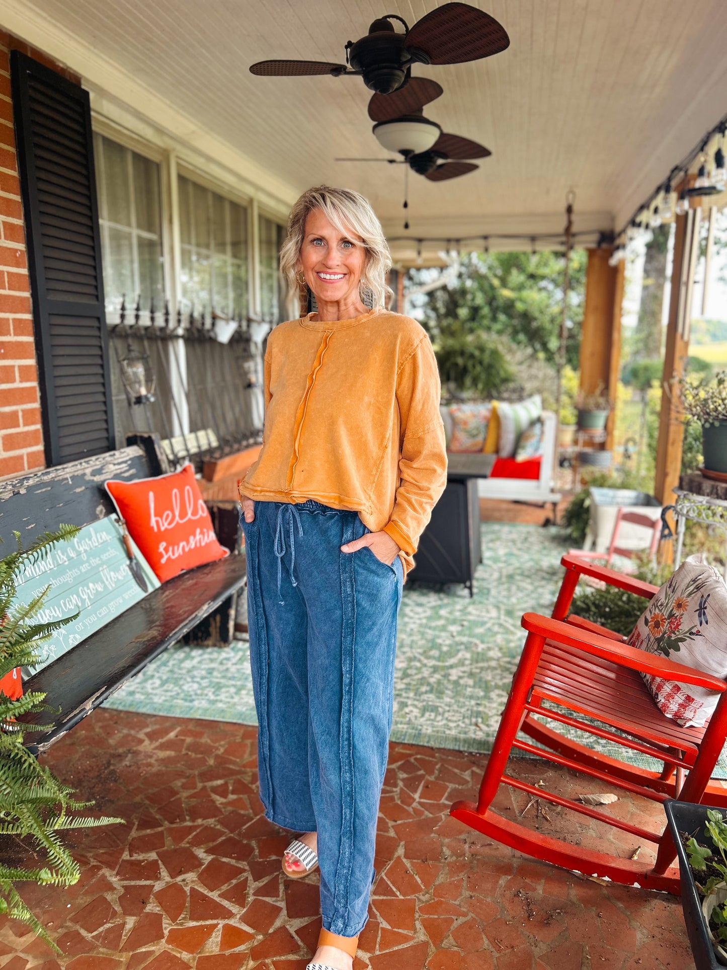 J. Her Mineral Washed Wide Leg Pants