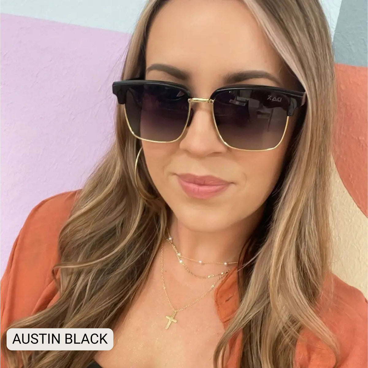 Austin Polarized Square Sunglasses in Black