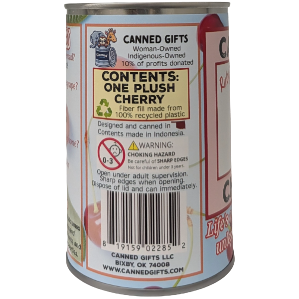 Ruby the Canned Cherry - Eco-Friendly Plush in Can w/Jokes: Foil Lid