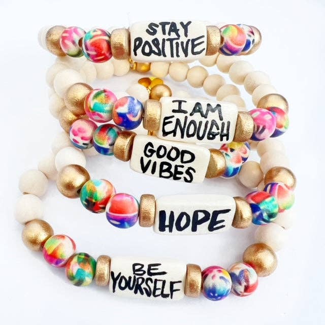 Affirmation Word Beaded Bracelet - Be the Light