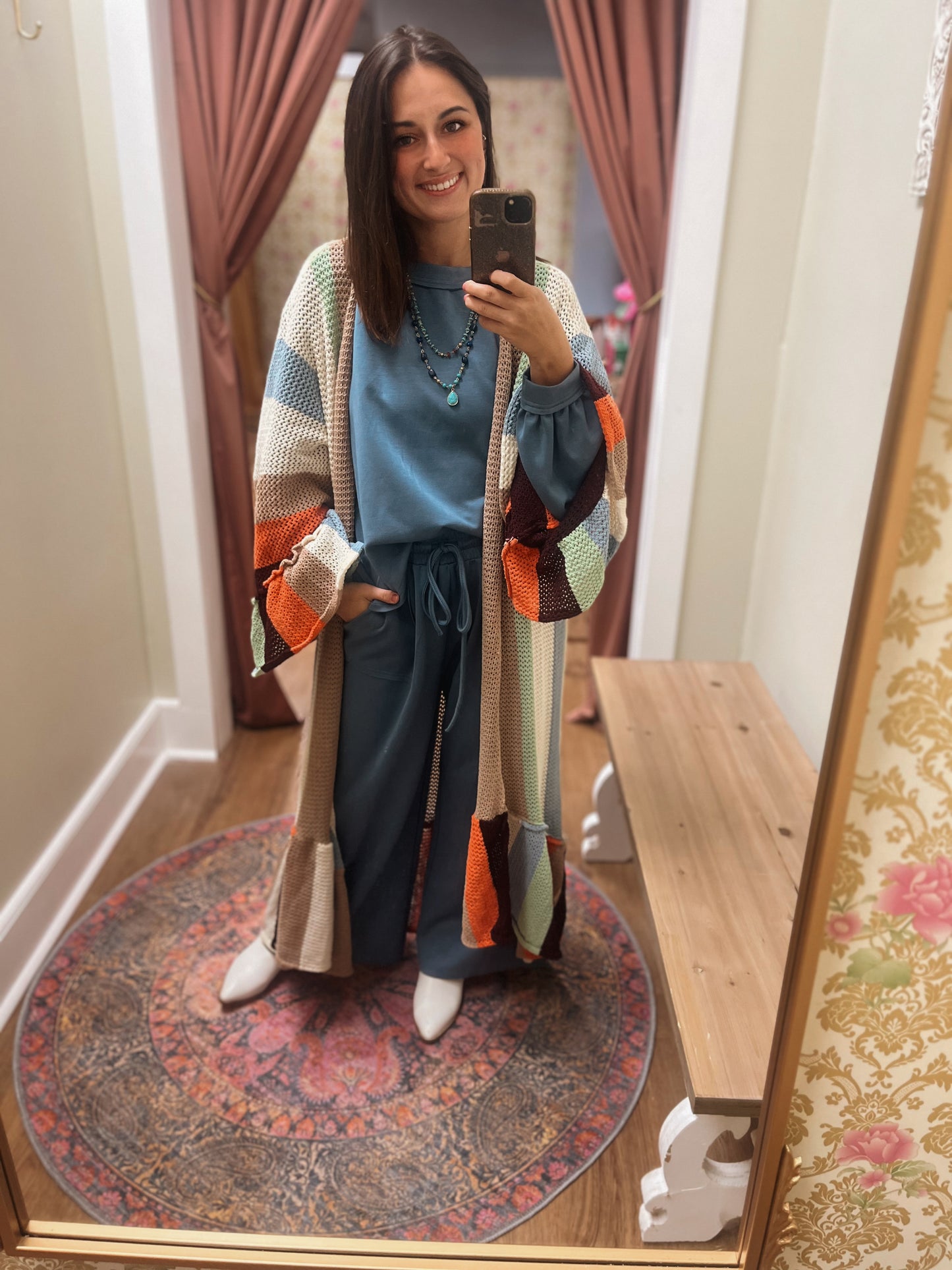 Multicolor Knit Duster