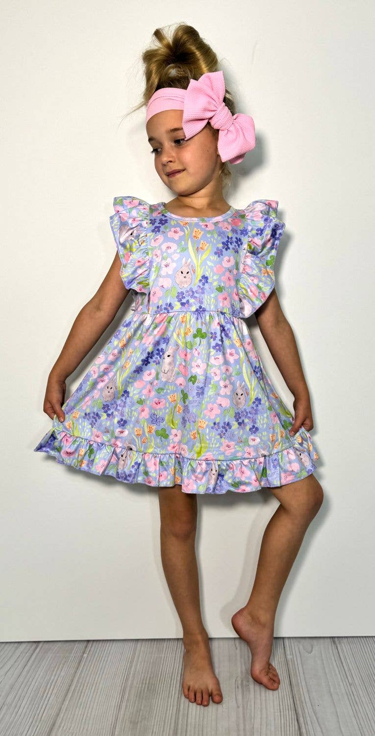 Periwinkle Bunny Garden Girls Dress Easter