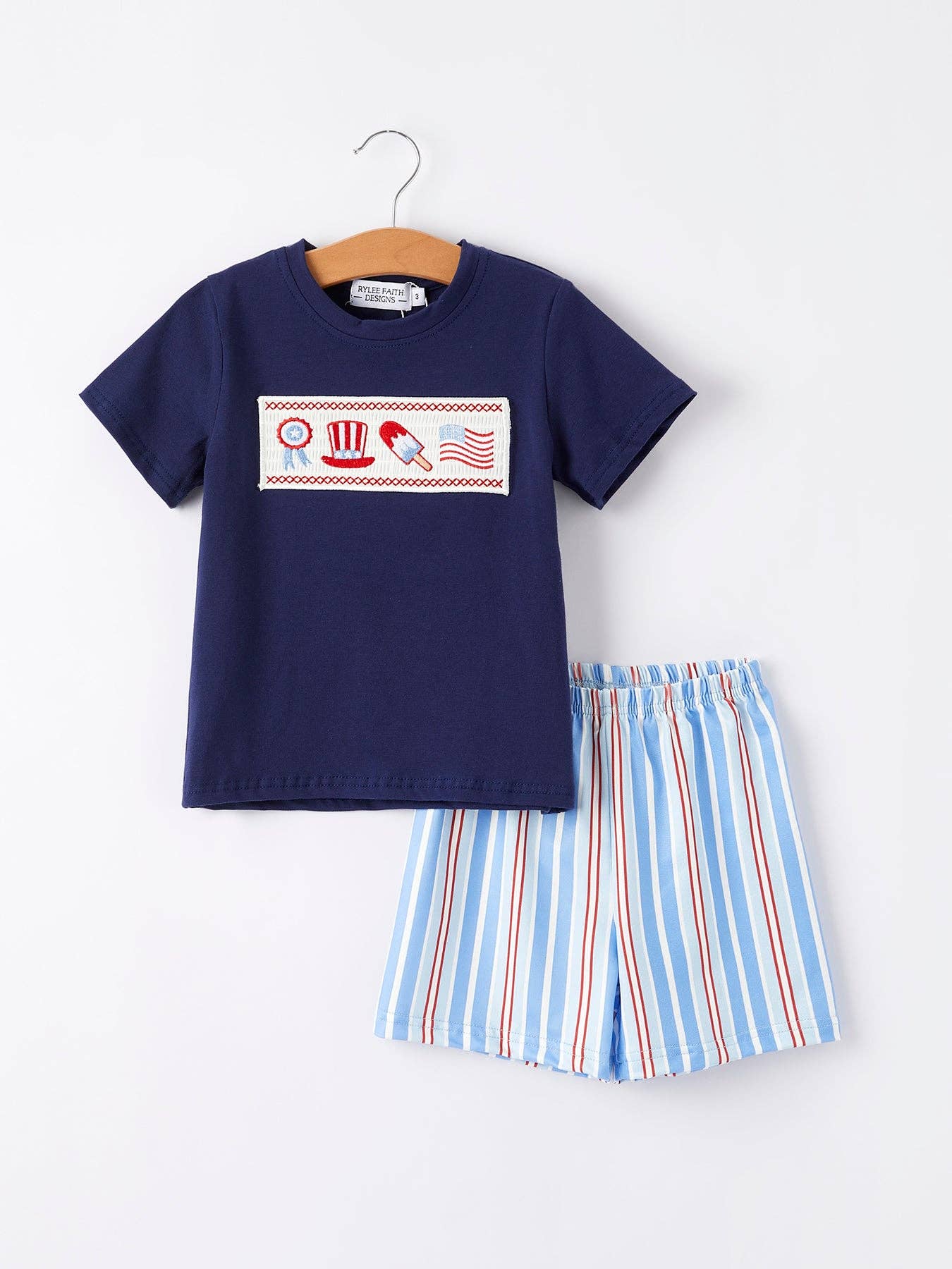 American Ice Cream Smock Embroidery Shorts Set