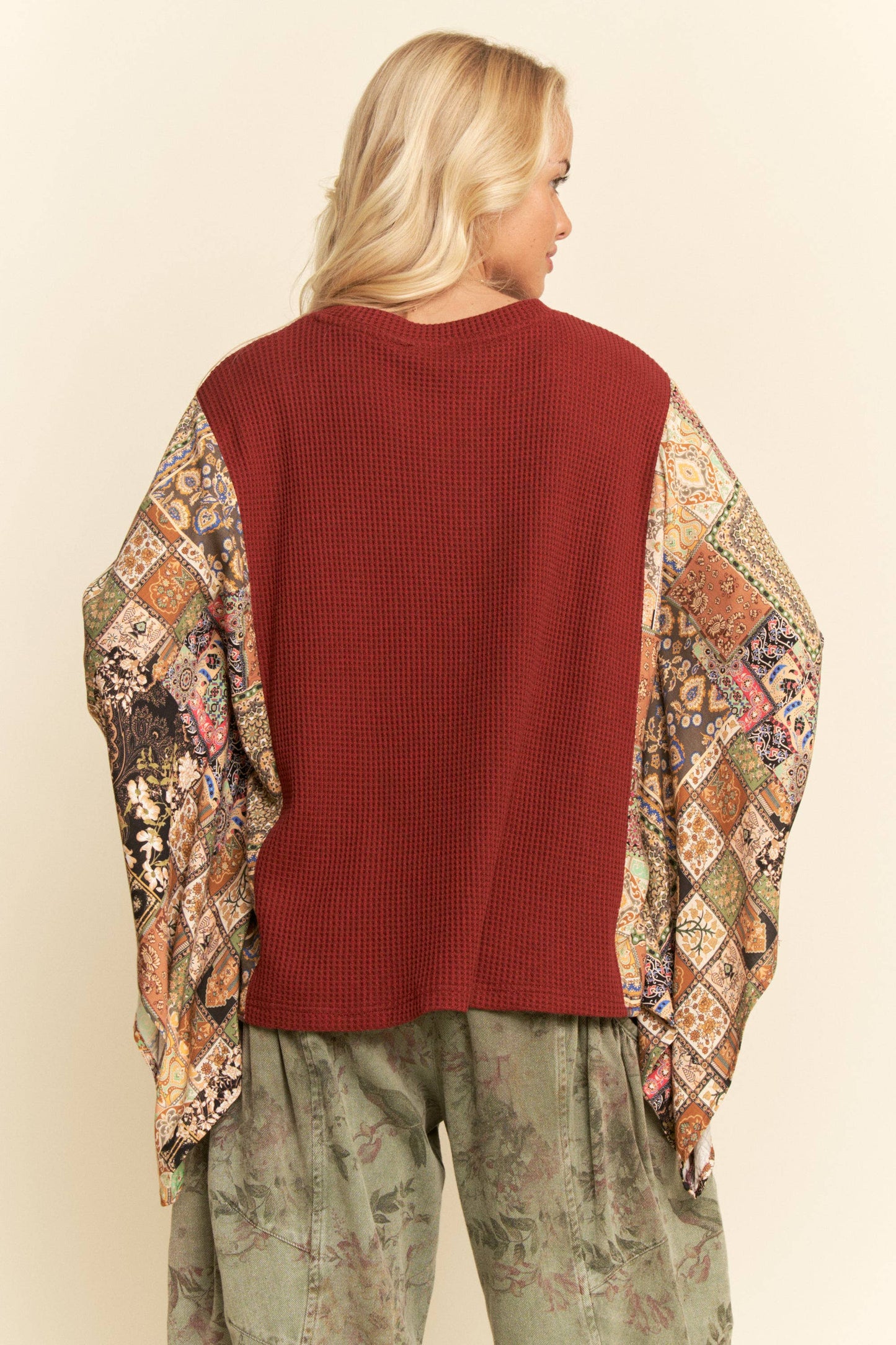 Burgundy Floral Patch Blouse