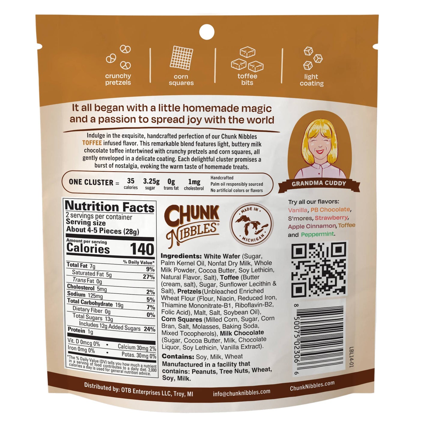 Toffee Chunk Nibbles 2oz Snack Pack