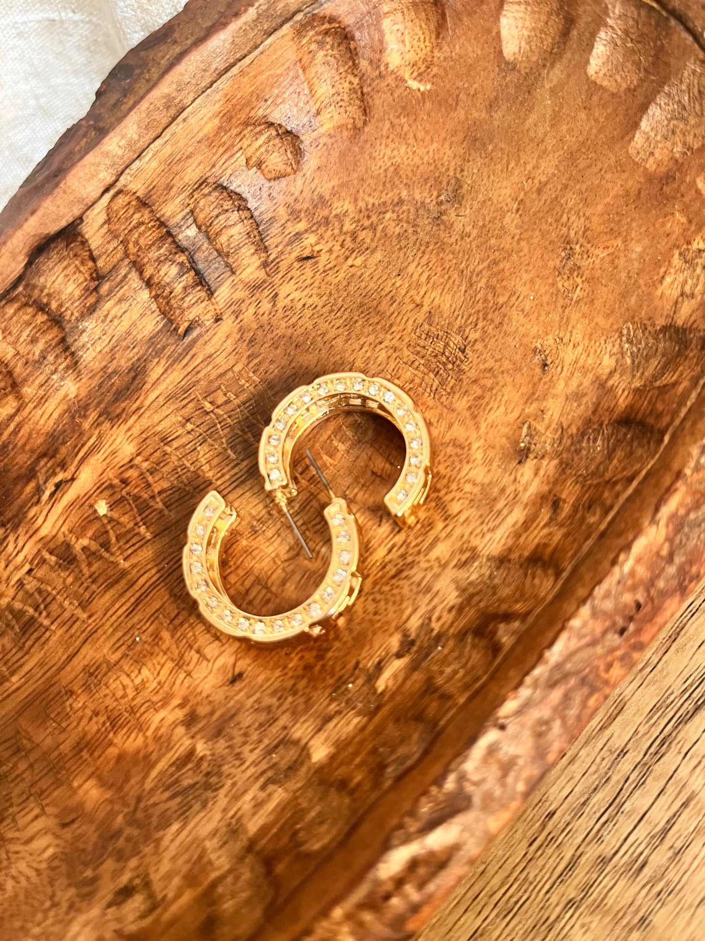 Gold Geometric Rhinestone Hoops