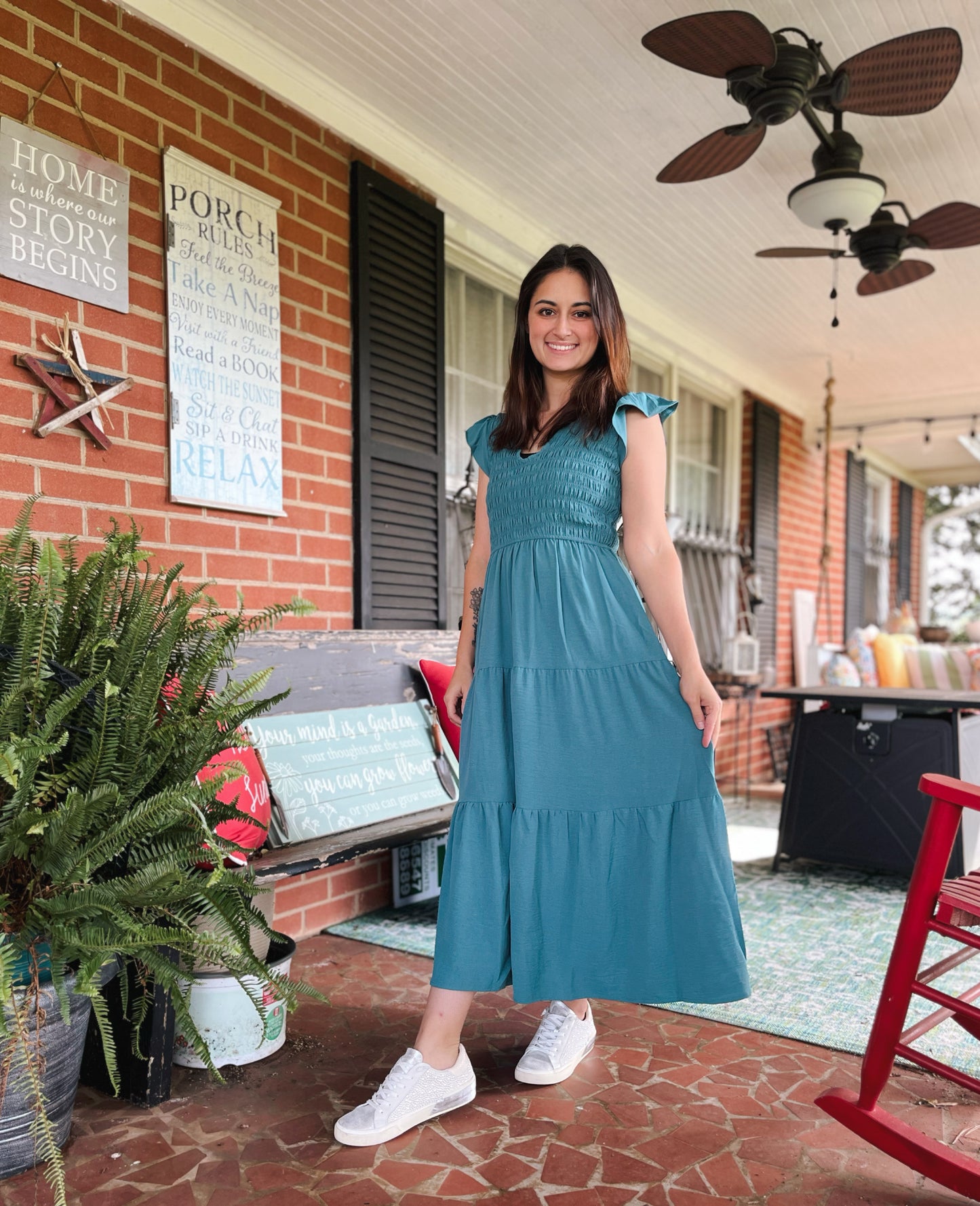 True Teal Tiered Dress