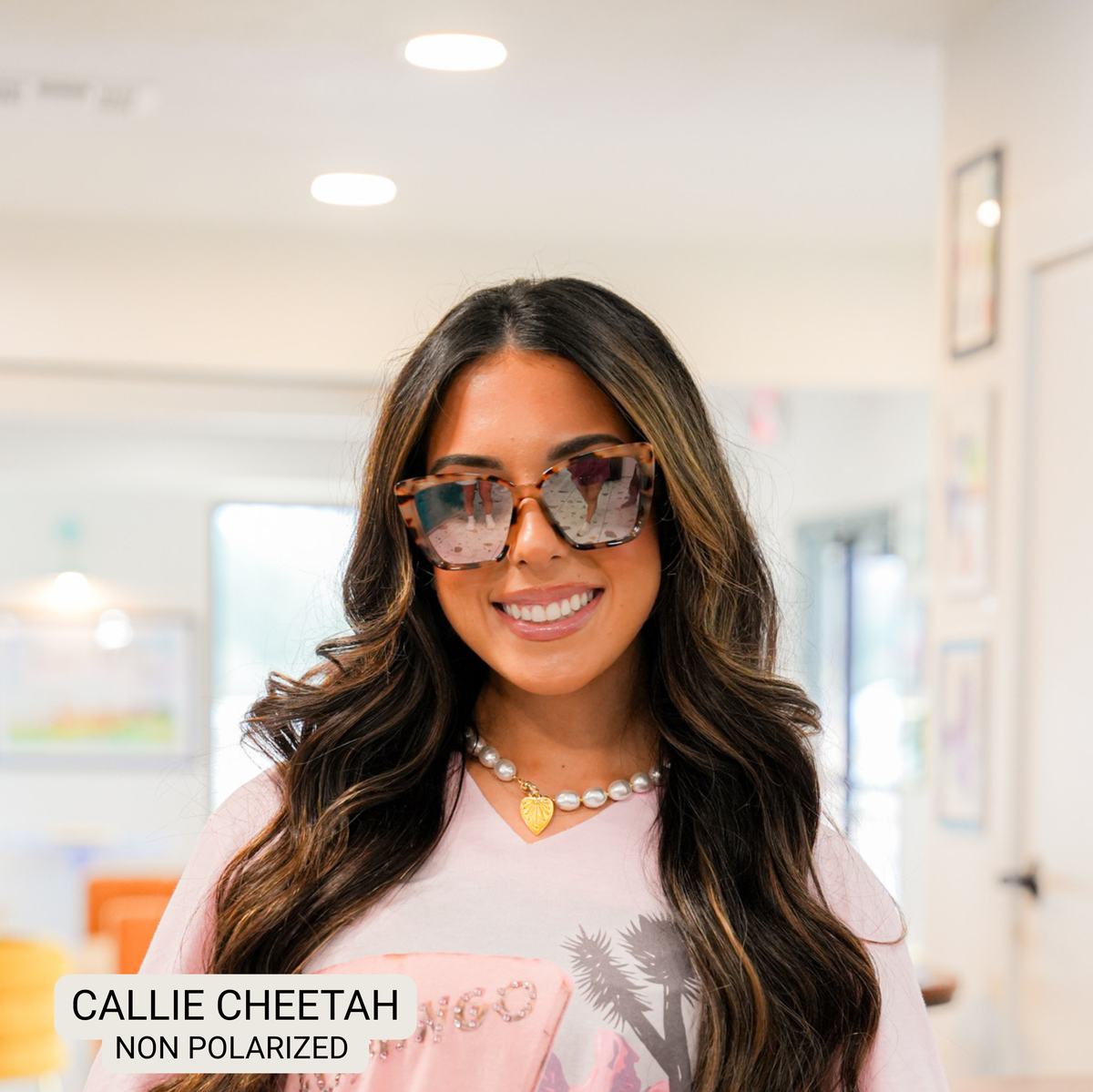 Callie Medium Cat Eye Sunglasses in Cheetah
