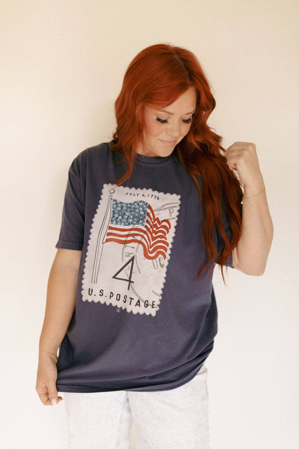 Navy US Stamp Tee