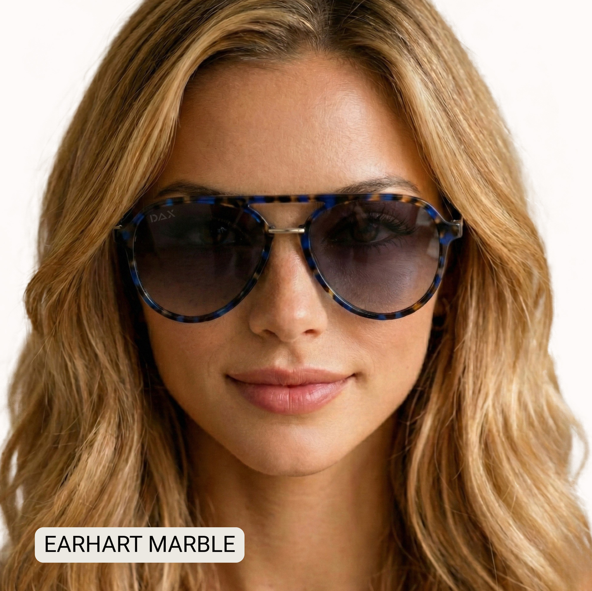 Earhart Womenโs Aviator Polarized Sunglasses in Marble