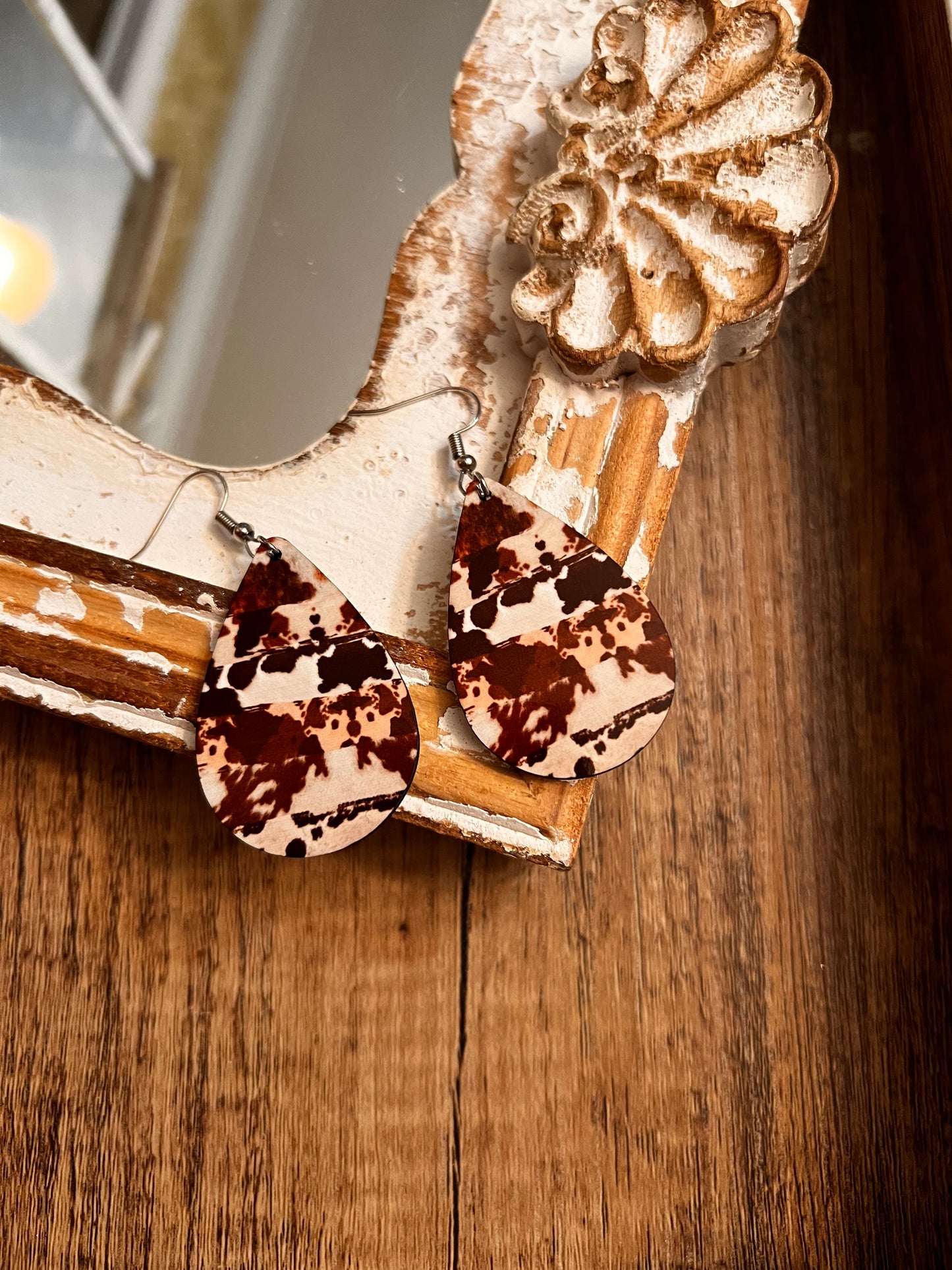 Cowhide Teardrop Earrings