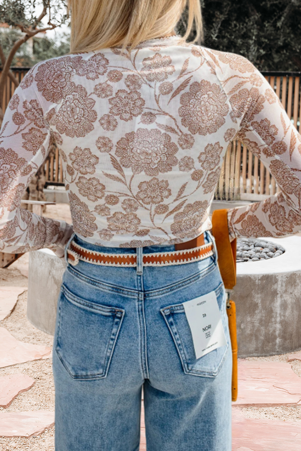 Layered Floral Print Mesh Top