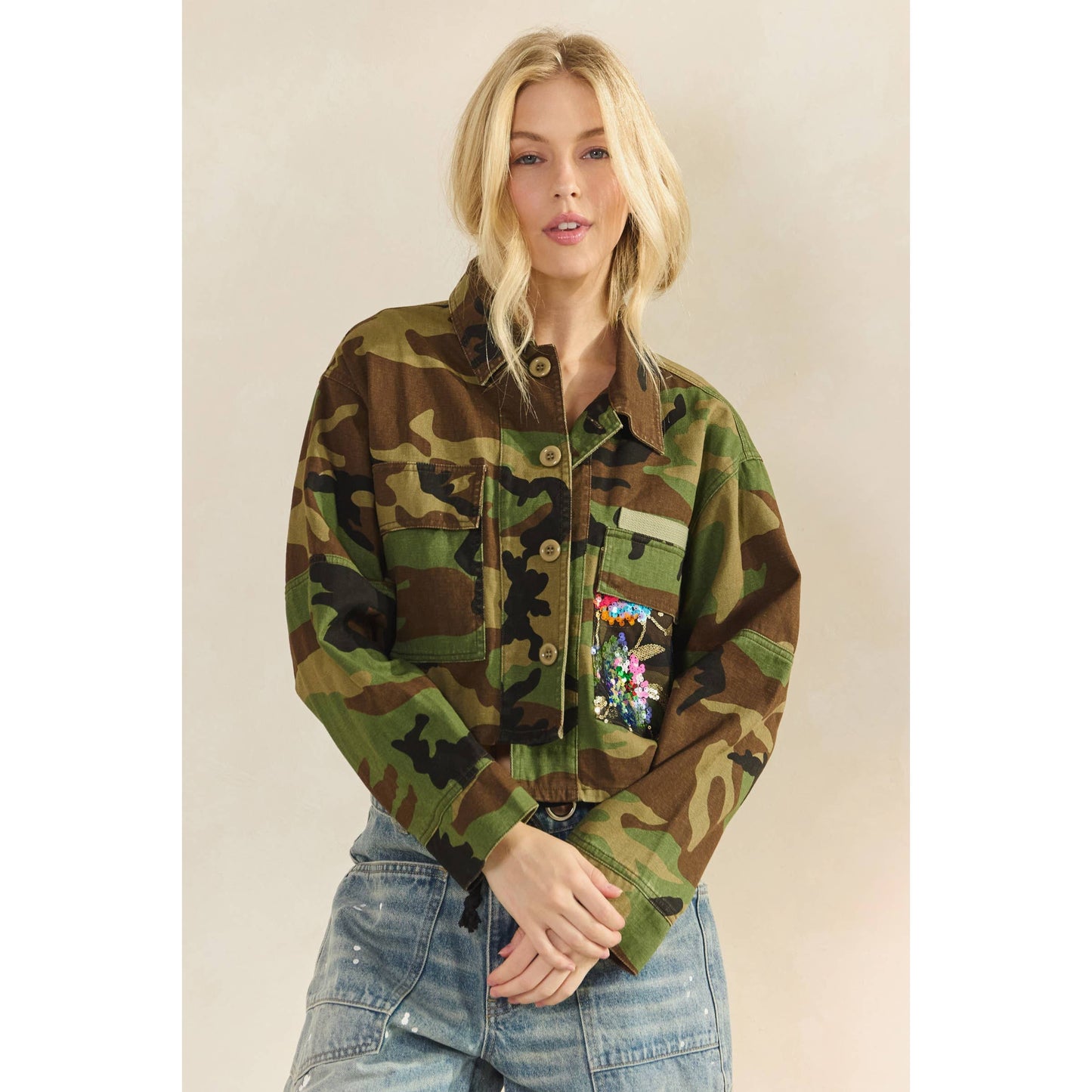 Camo Floral Contrast Jacket