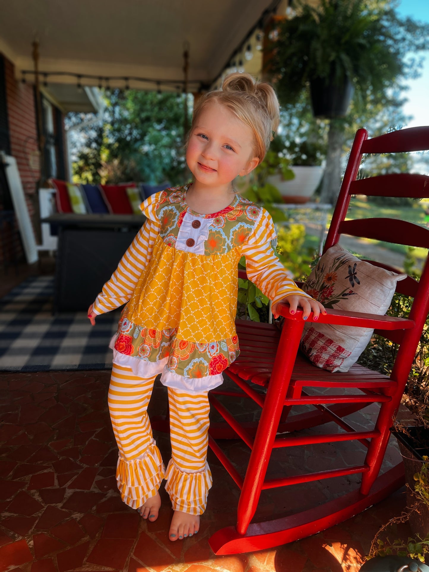 Adorable Sweetness Mustard Ruffle Pants Set