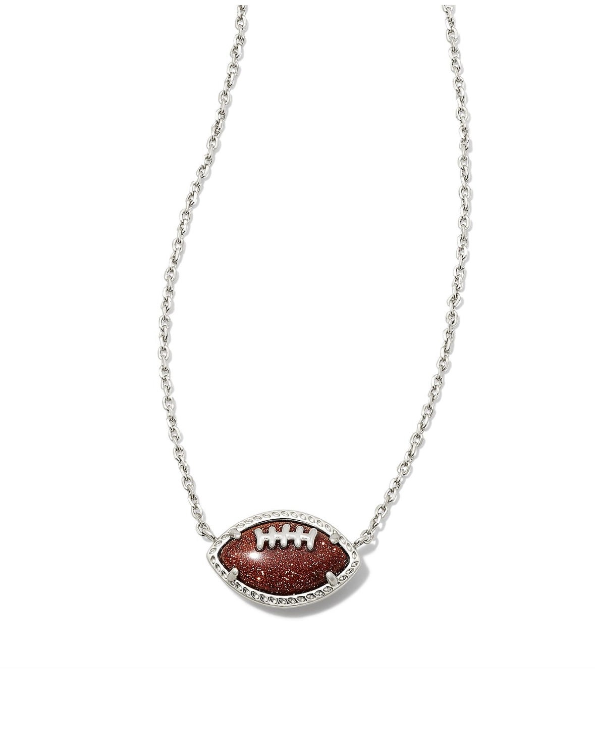 Football Short Pendant Necklace - Silver