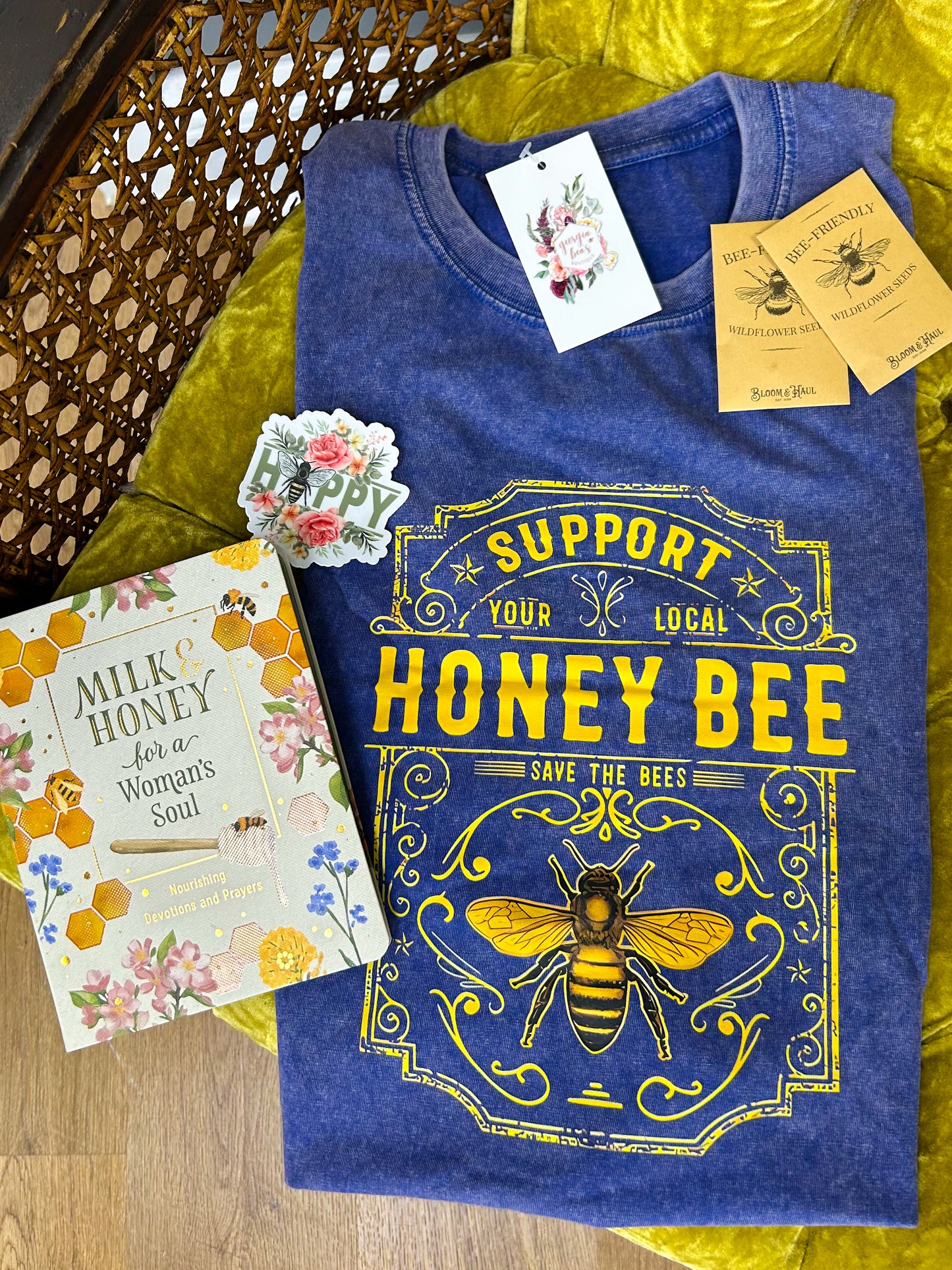 Honeybee Cobalt Mineral Washed Tee