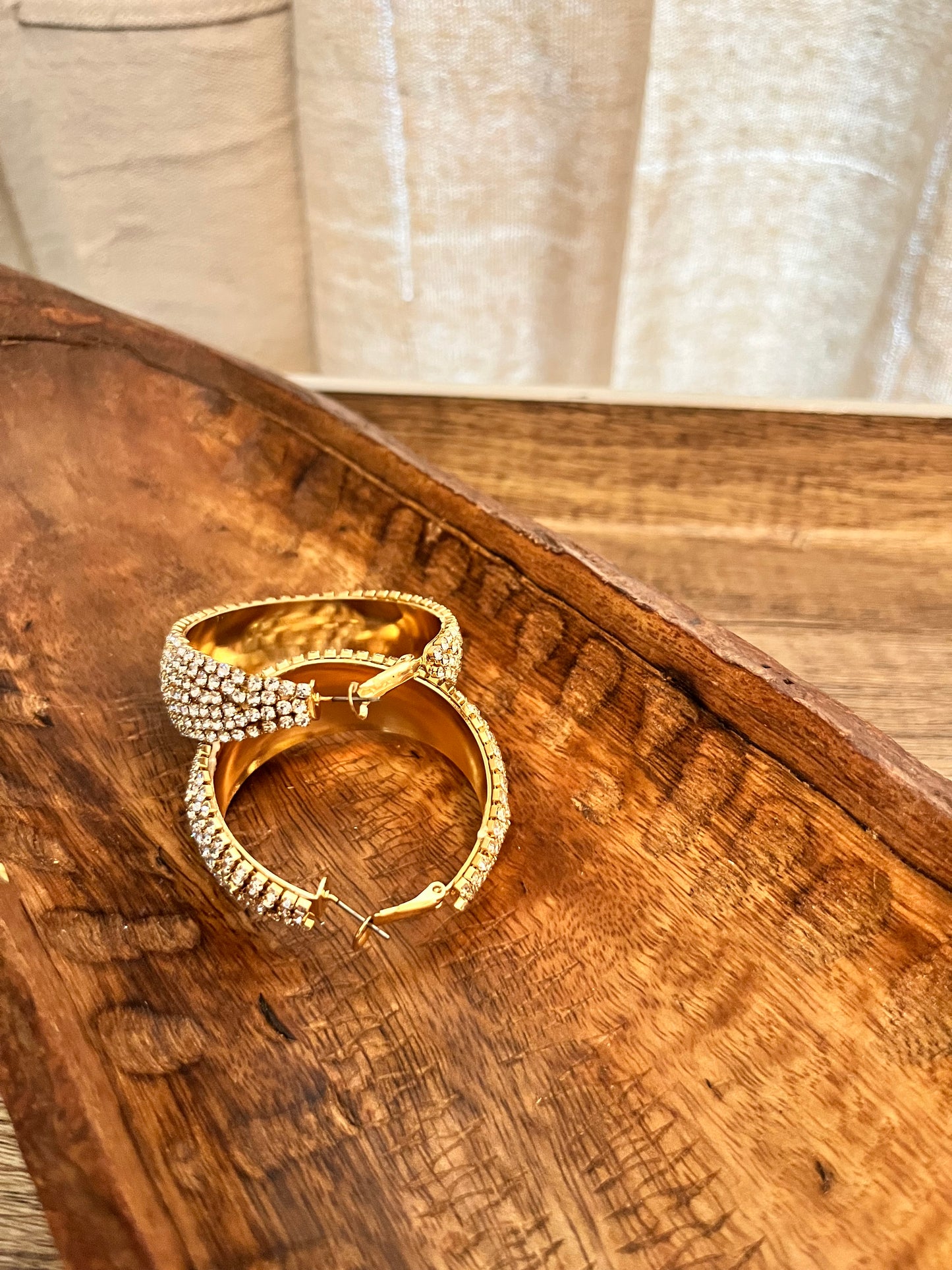 Large Rhinestone Hoop - Gold