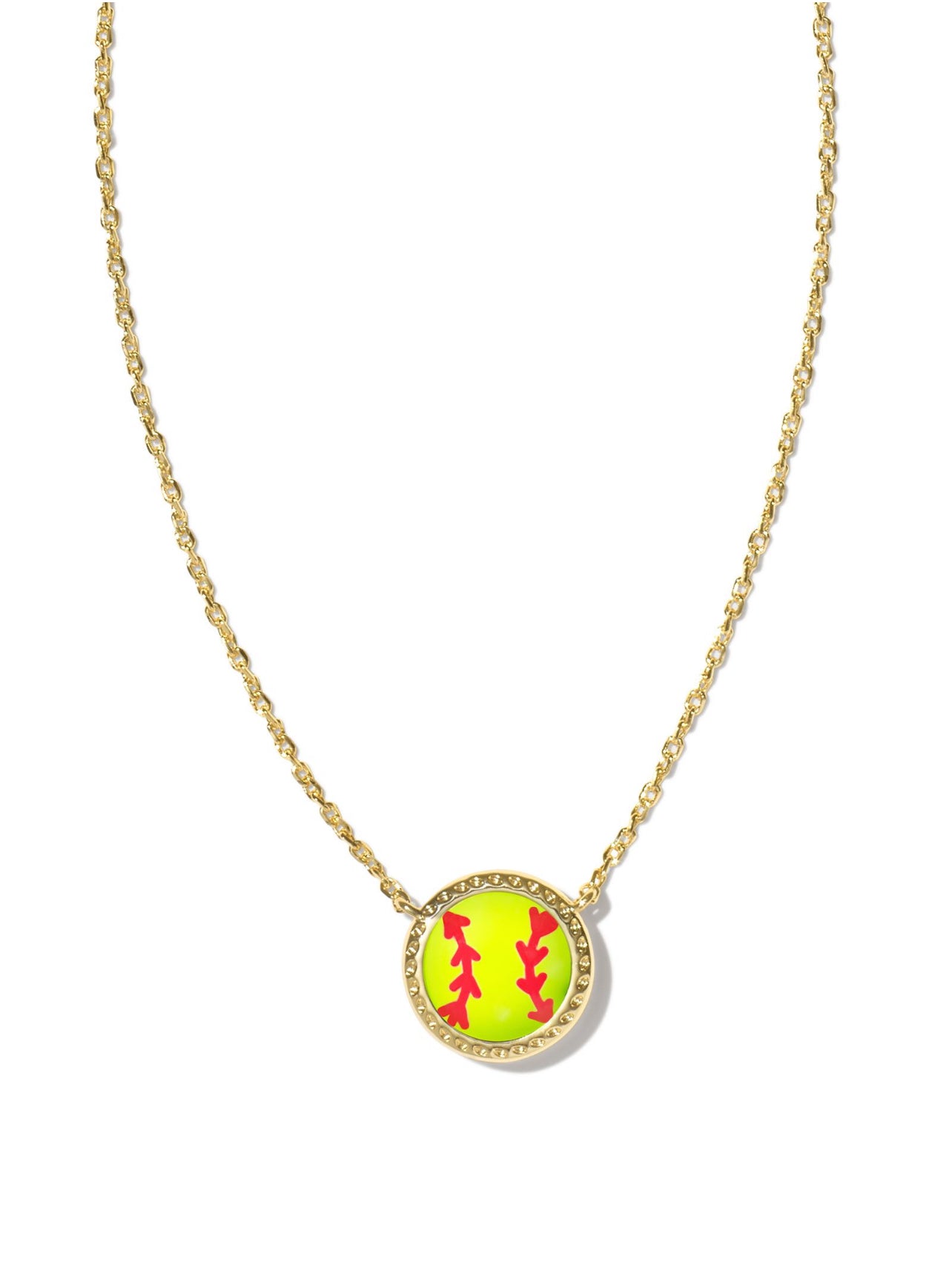 Gold Softball Pendant Necklace