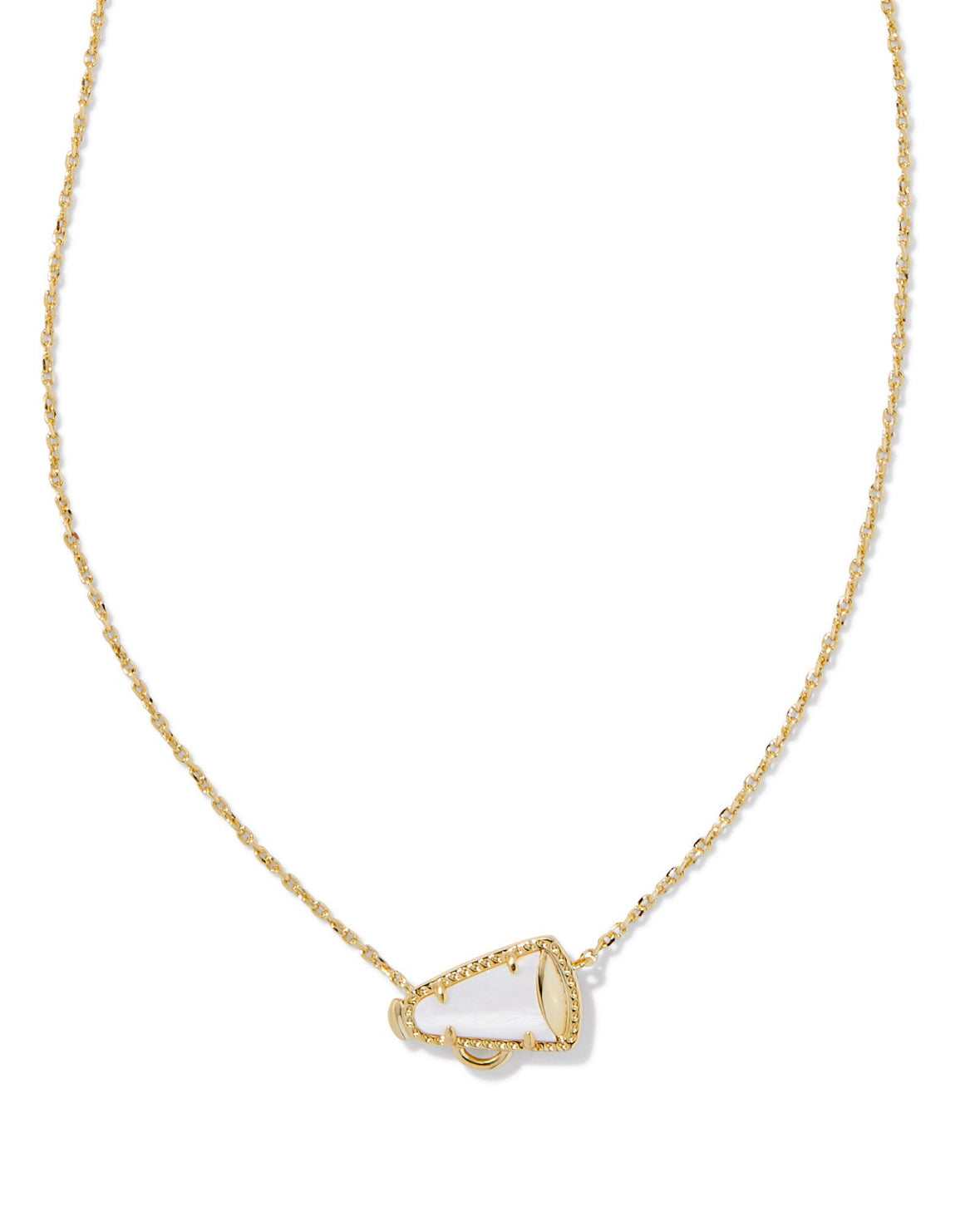 White Mother of Pearl Cheer Short Pendant Necklace - Gold