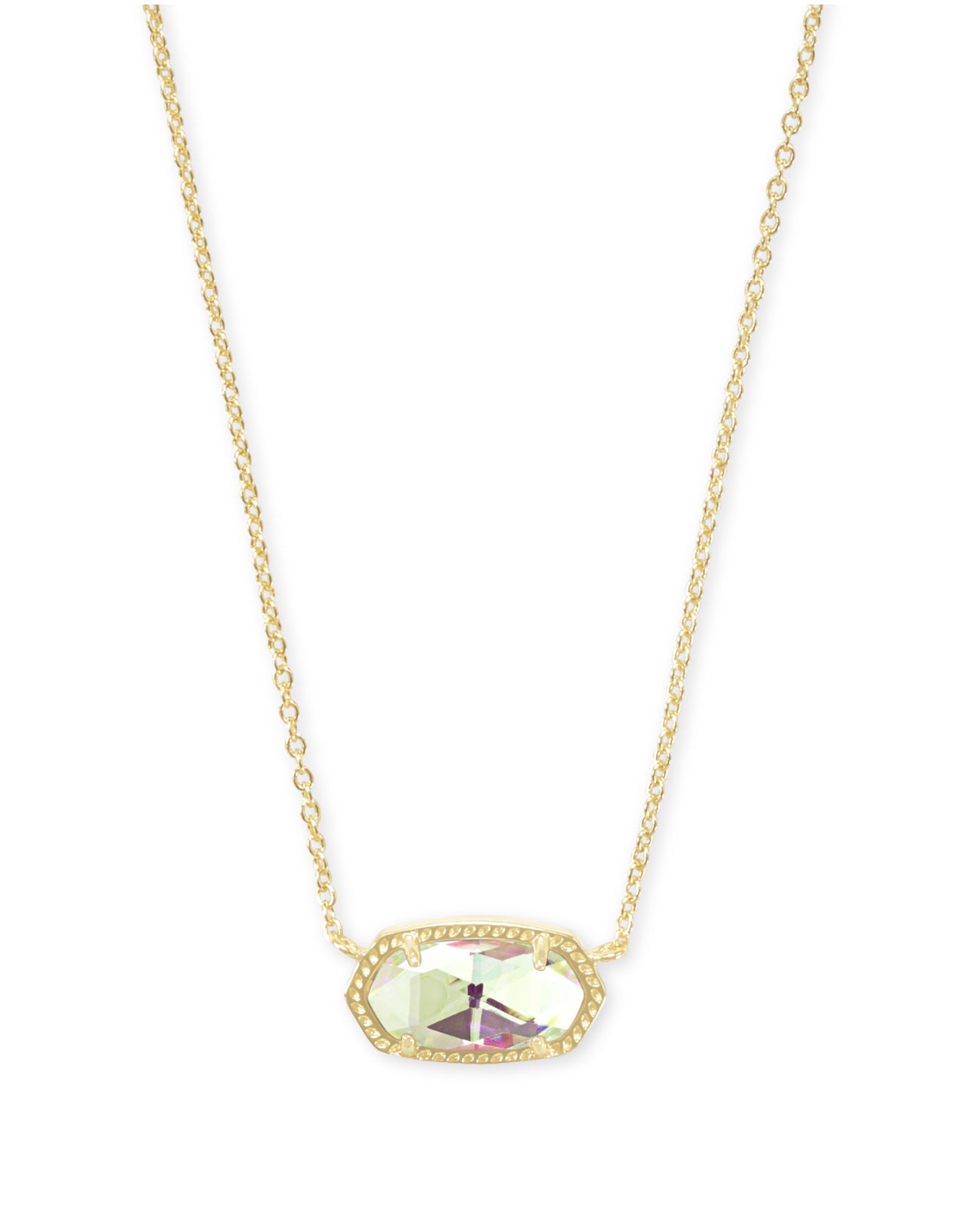 Elisa Dichroic Glass Short Pendant Necklace Gold