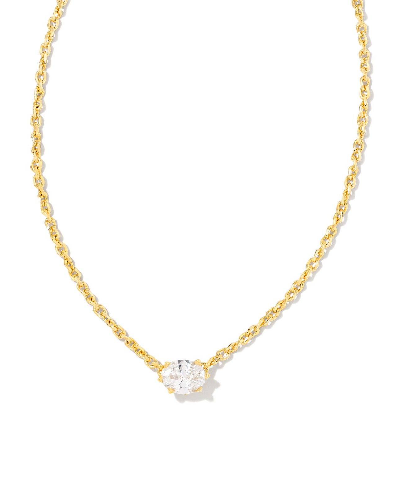 Cailin White CZ Crystal Pendant Necklace Gold