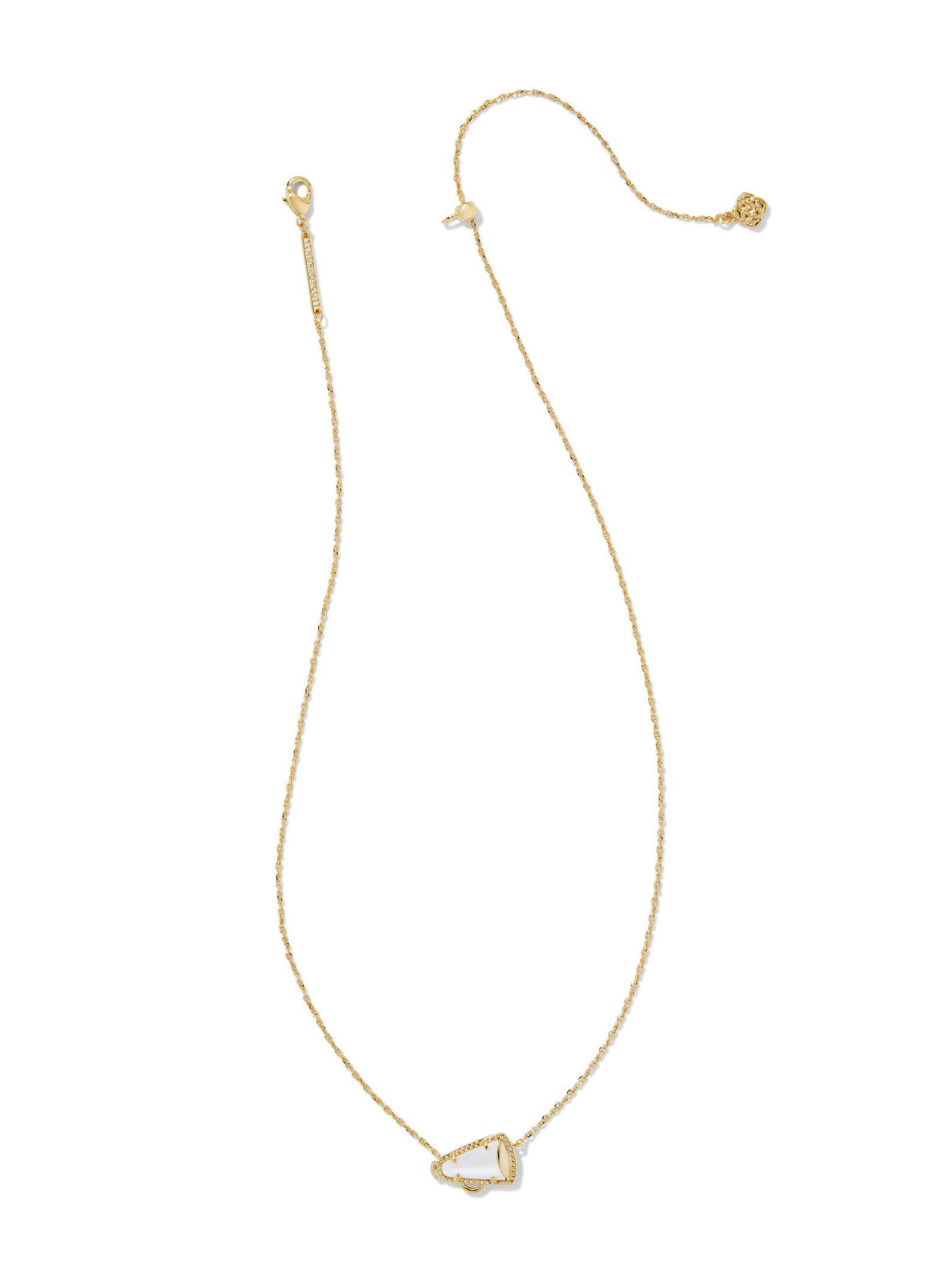 White Mother of Pearl Cheer Short Pendant Necklace - Gold
