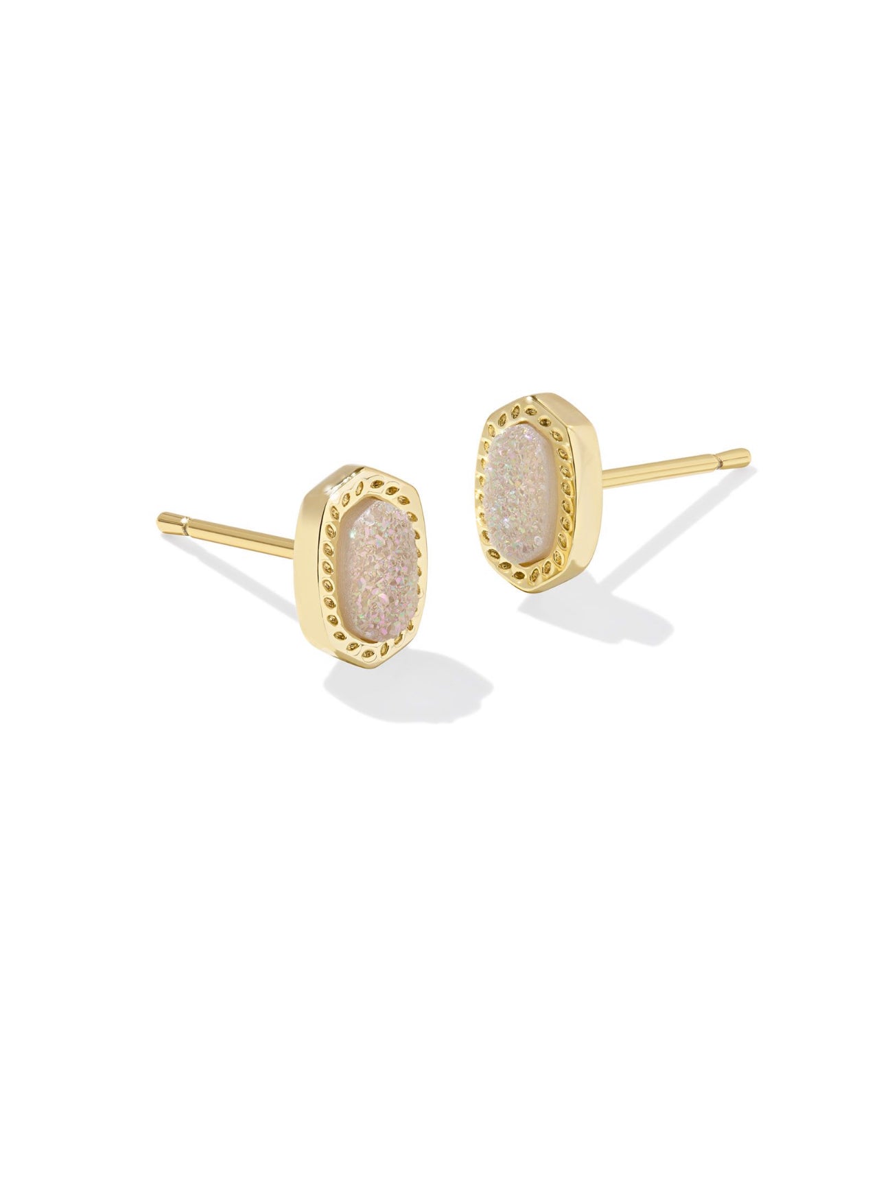 Mini Ellie Iridescent Drusy Stud Earrings Gold