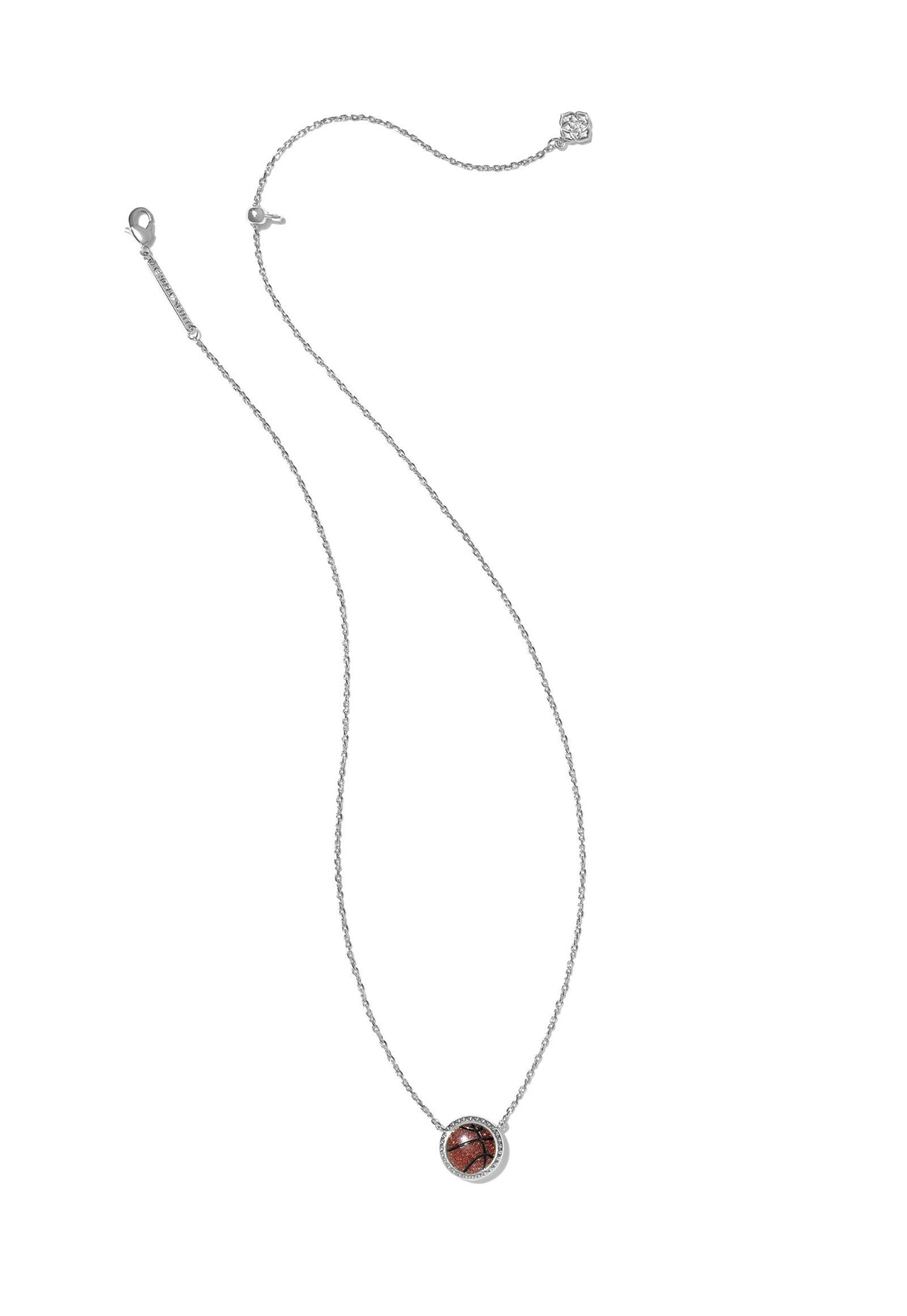 Silver Basketball Pendant Necklace