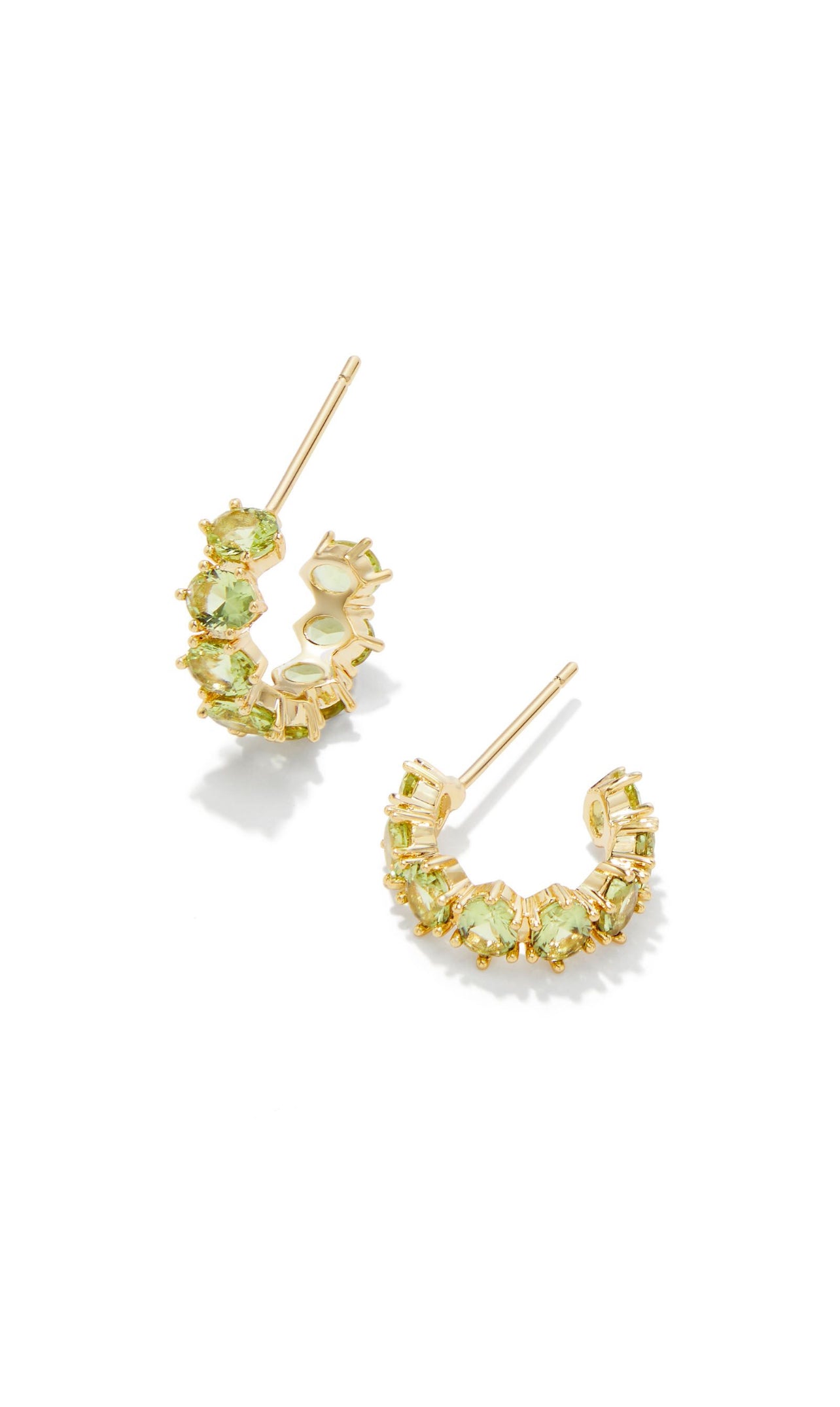 Cailin Green Peridot Crystal Gold Huggie Earrings