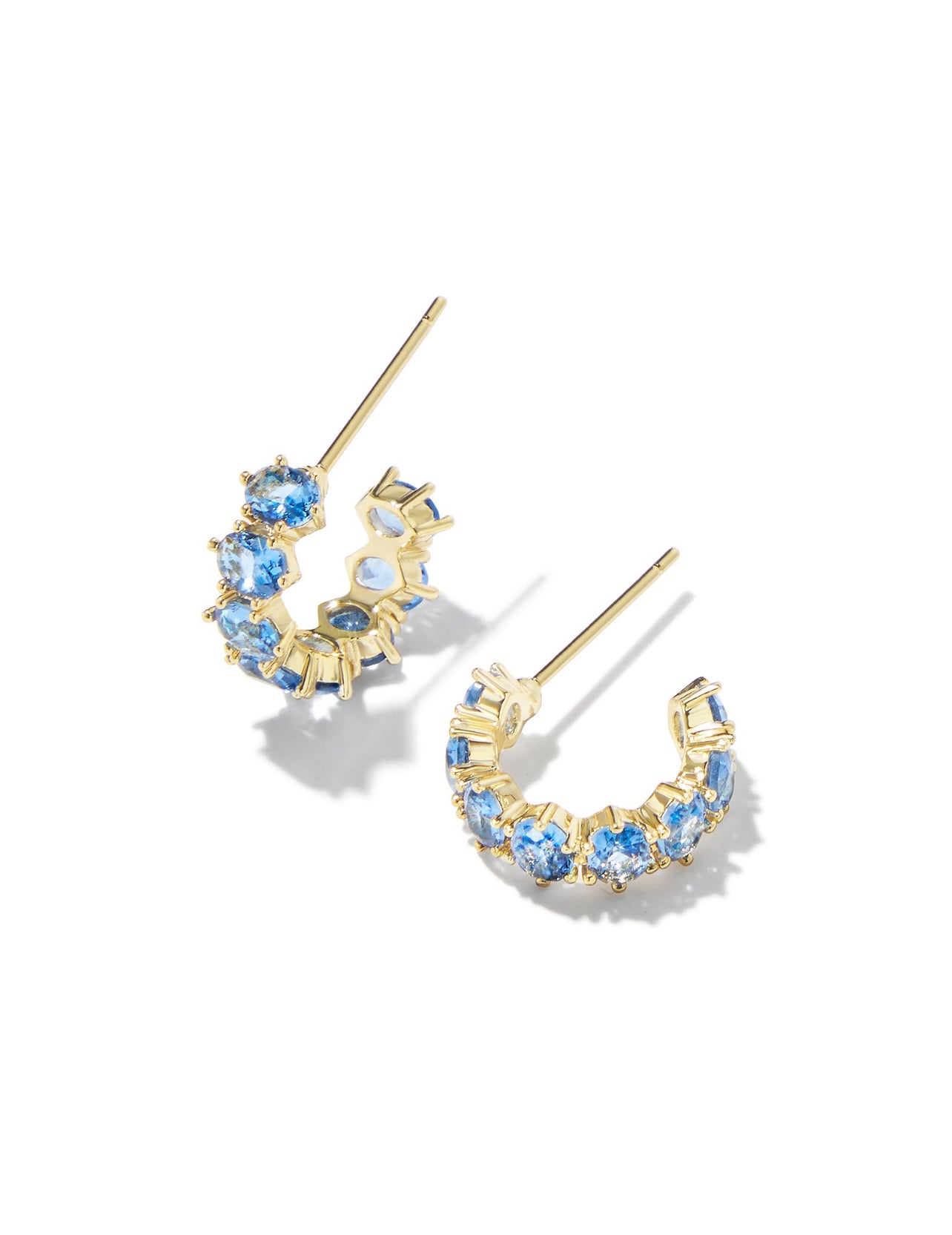 Cailin Blue Violet Crystal Gold Huggie Earrings