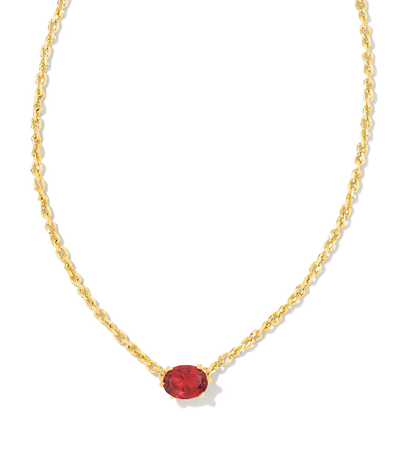 Cailin Burgundy Crystal Pendant Necklace Gold