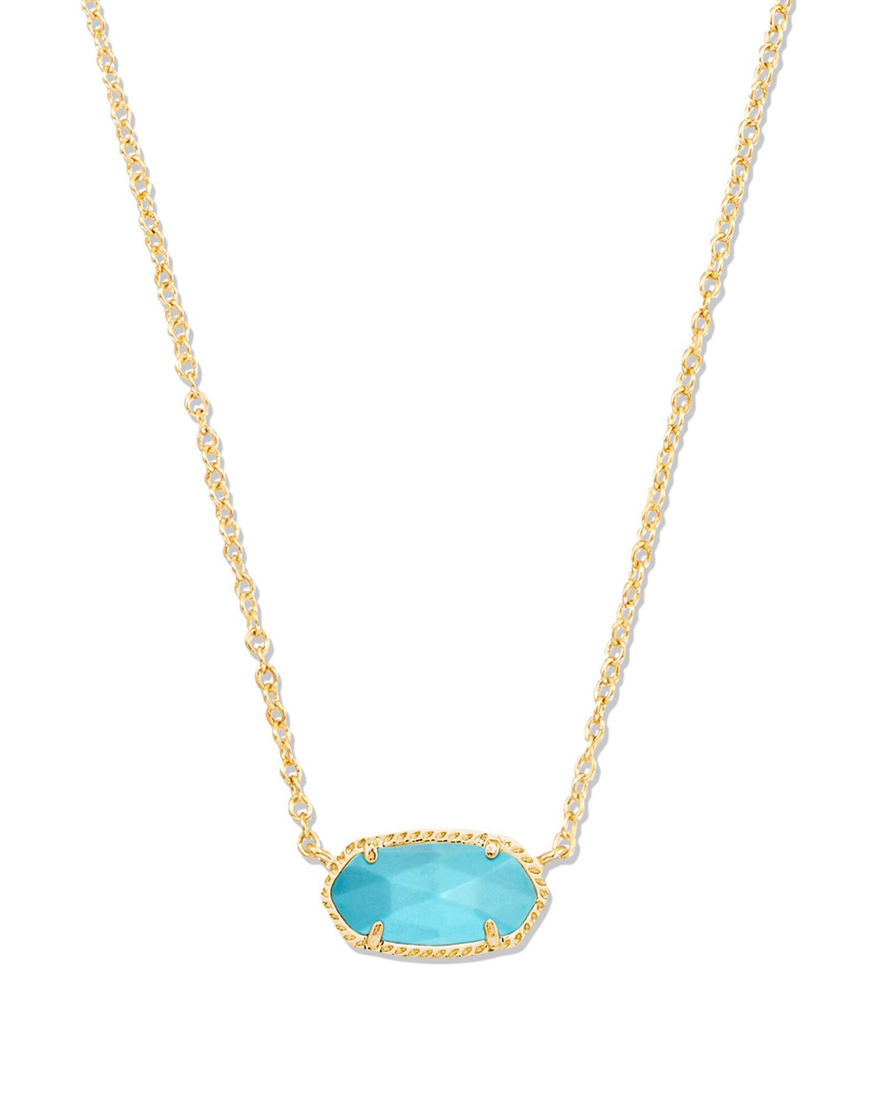 Elisa Turquoise Short Pendant Necklace Gold