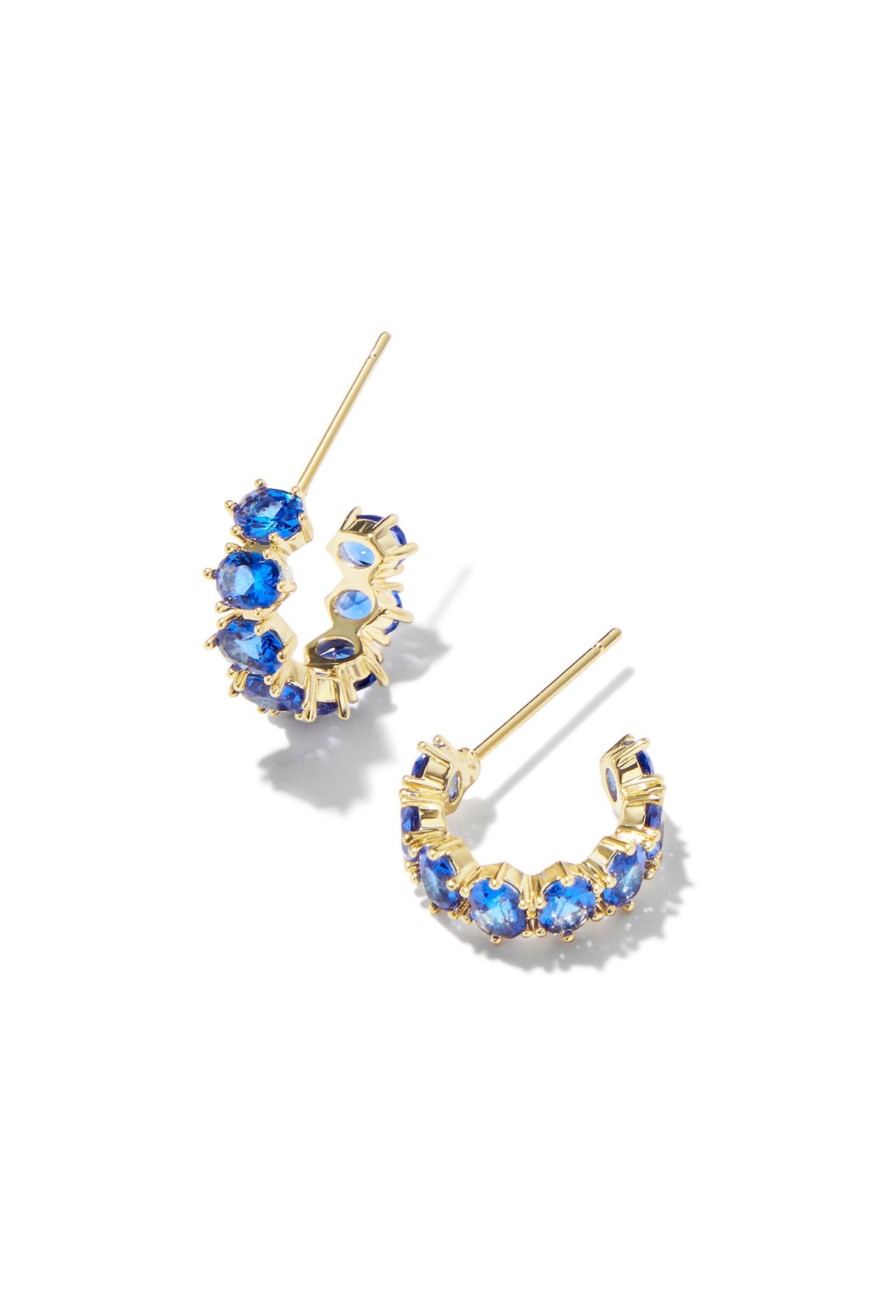 Cailin Blue Crystal Gold Huggie Earrings