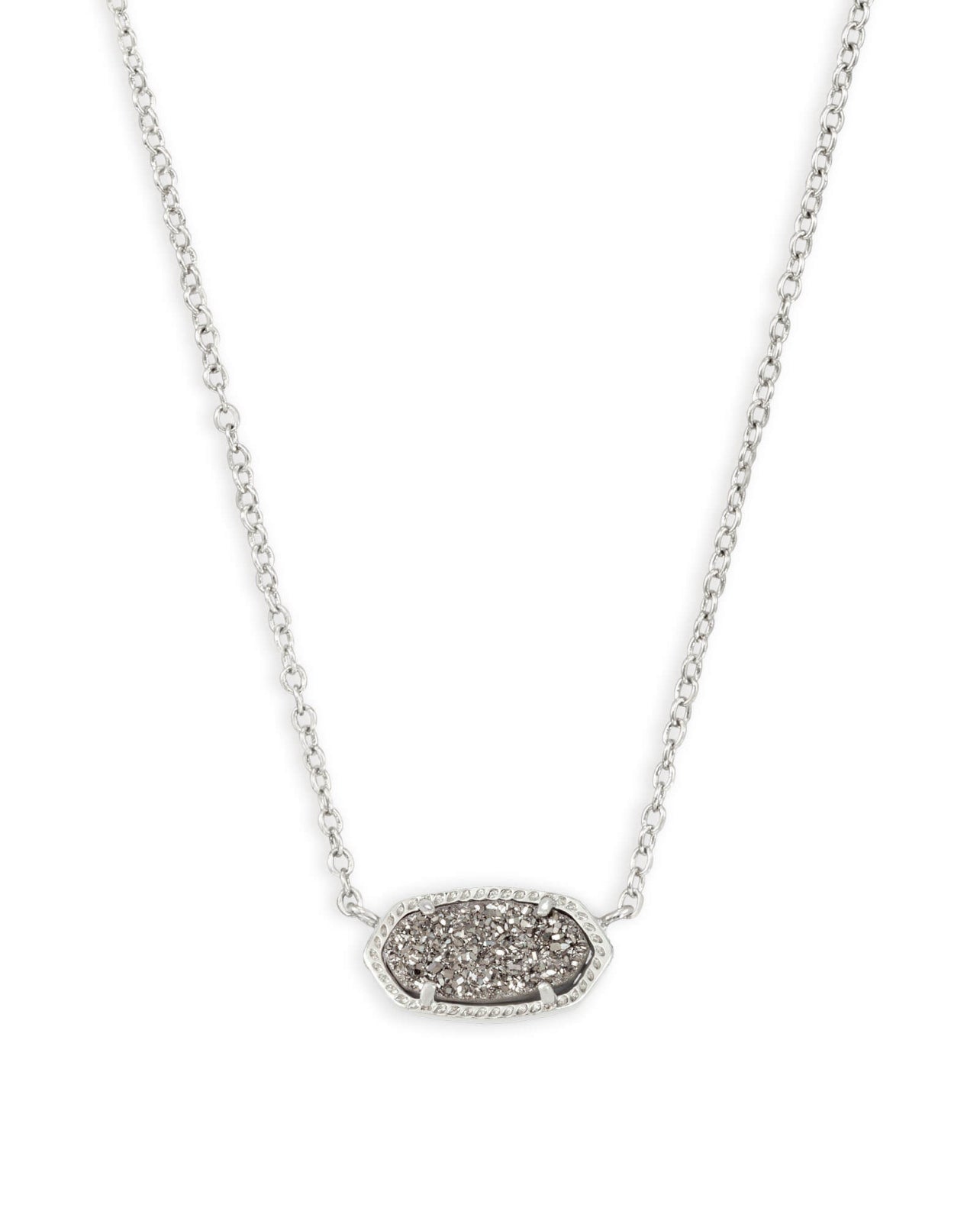 Elisa Platinum Drusy Short Pendant Necklace Silver