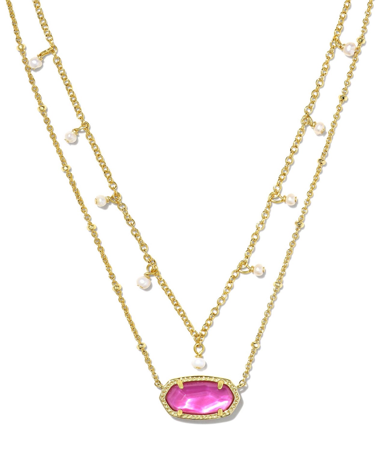 Elisa Azalea Illusion Pearl Multi Strand Necklace Gold