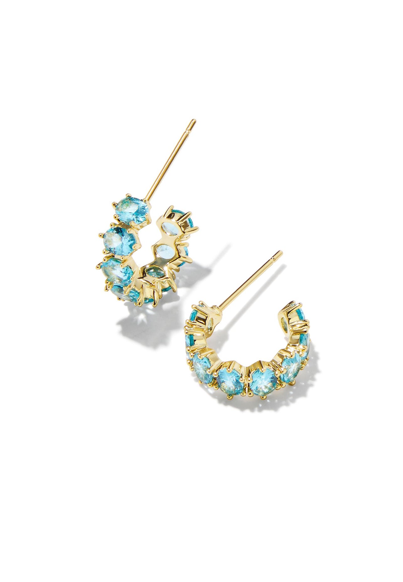Cailin Aqua Crystal Gold Huggie Earrings