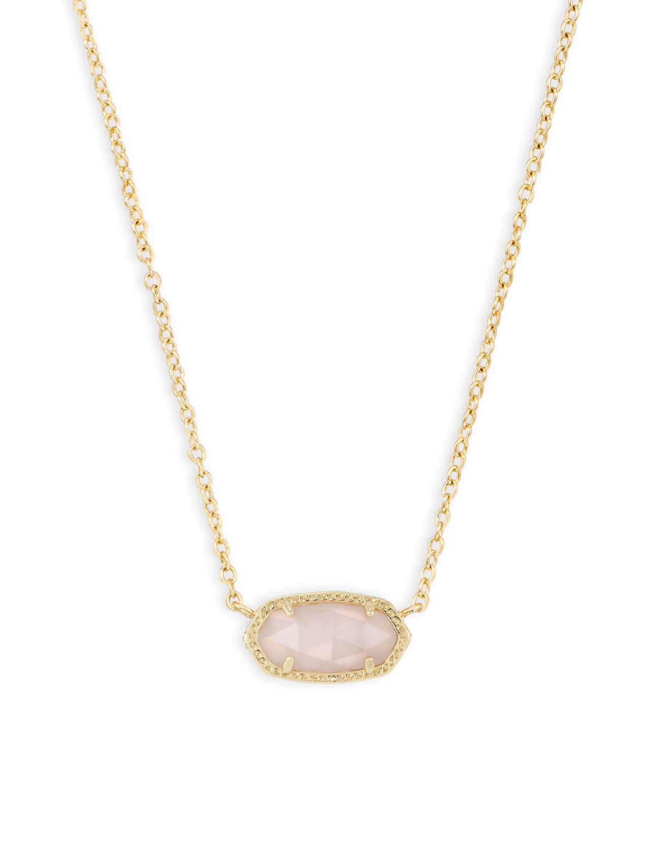 Elisa Rose Quartz Short Pendant Necklace Gold