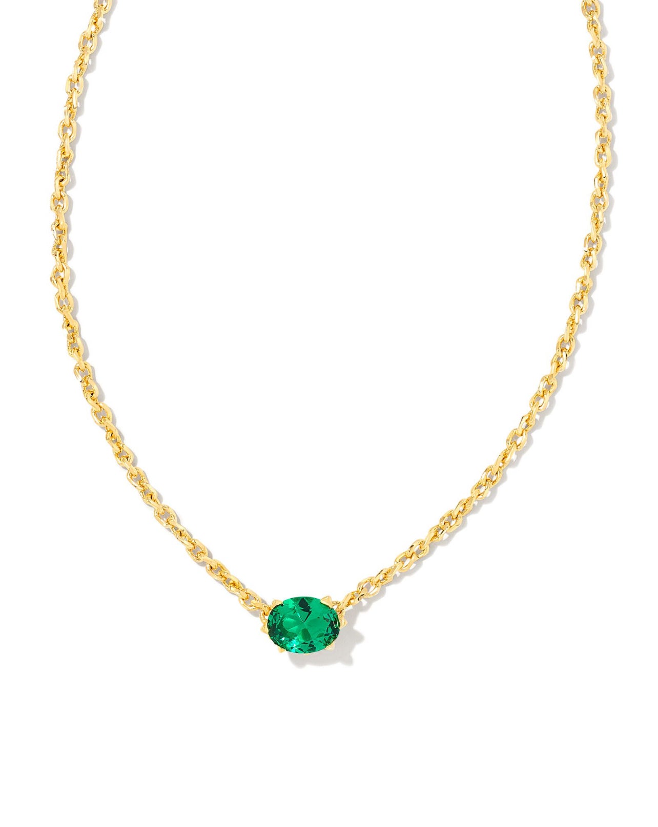 Cailin Green Crystal Pendant Necklace Gold