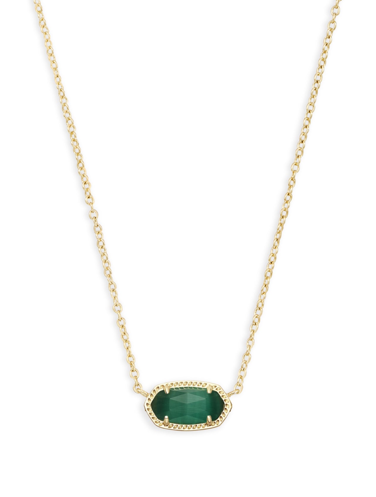 Elisa Emerald Cats Eye Short Pendant Necklace Gold